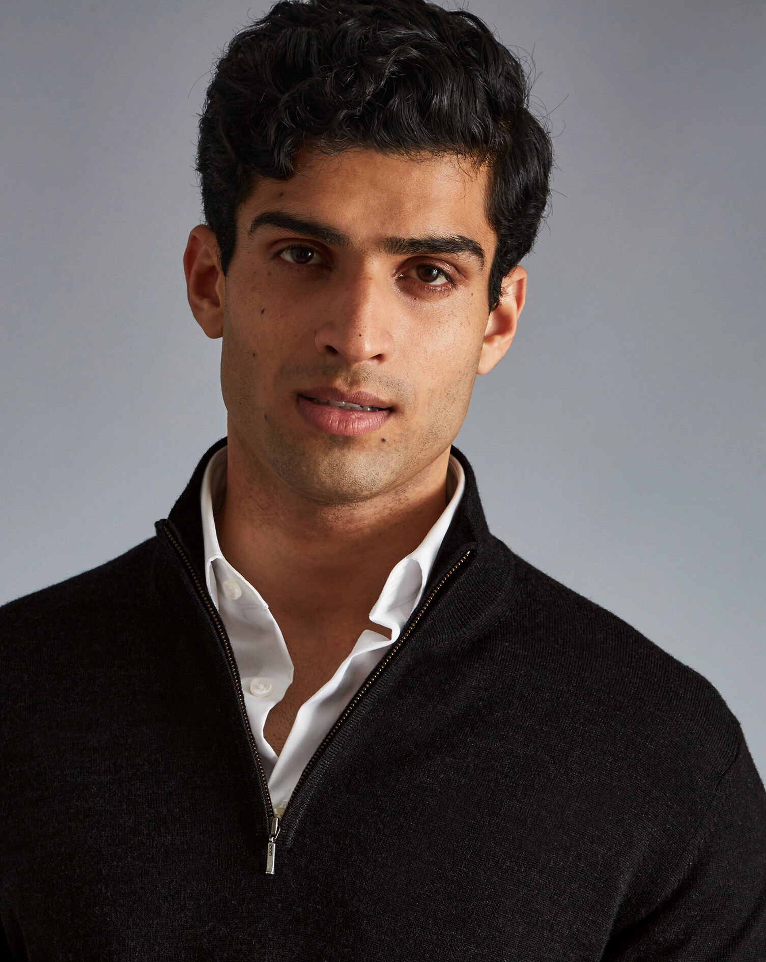 Merino Zip Neck Sweater - Charcoal Grey