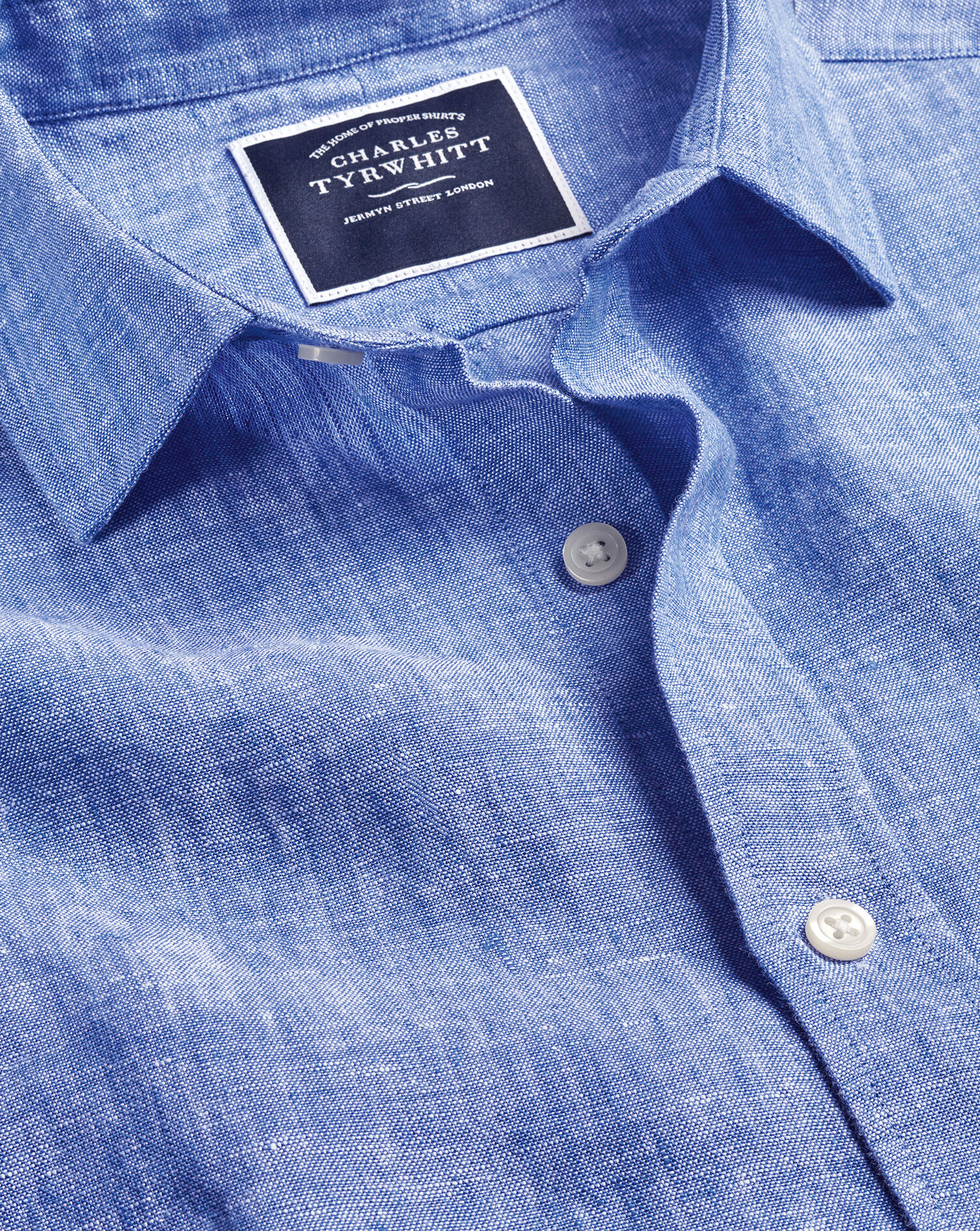 Pure Linen Short Sleeve Shirt  - Cobalt Blue