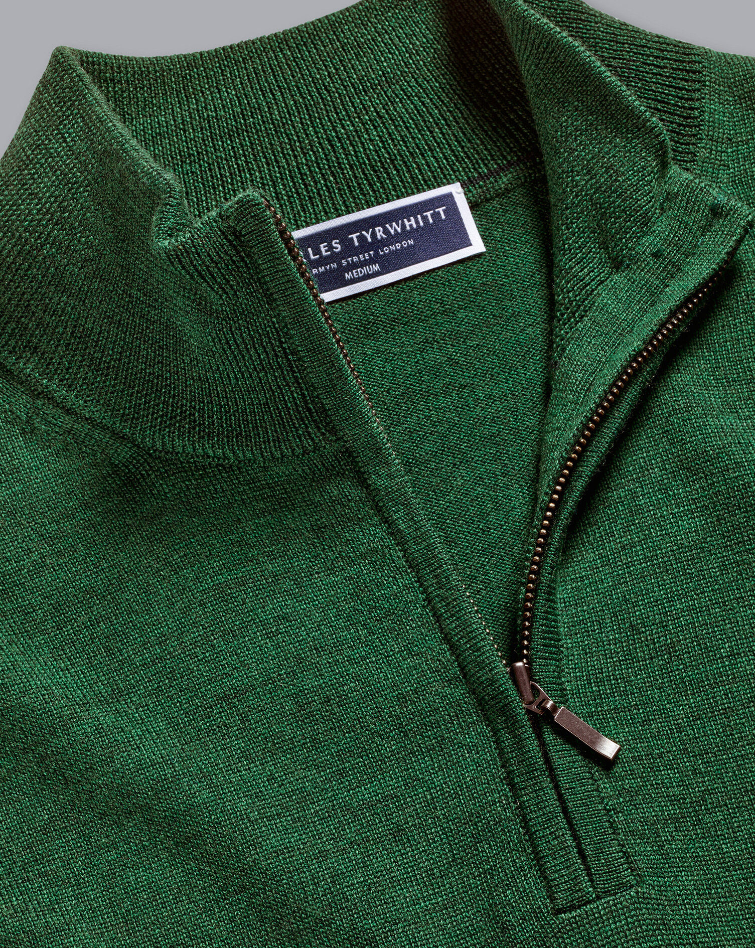 Merino Zip Neck Sweater - Green