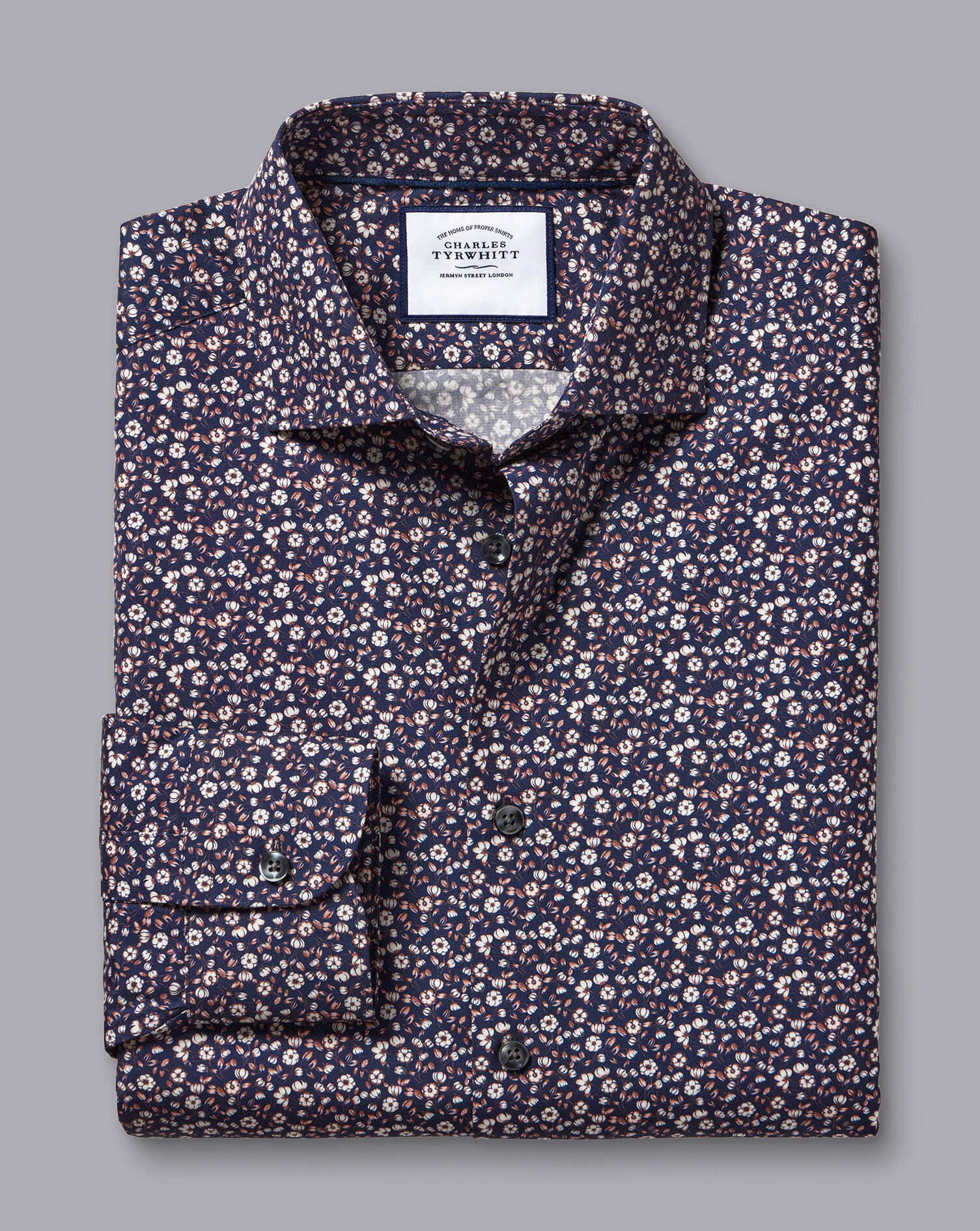 Made With Liberty Fabric Floral Print Semi-Spread Collar Shirt - Pink