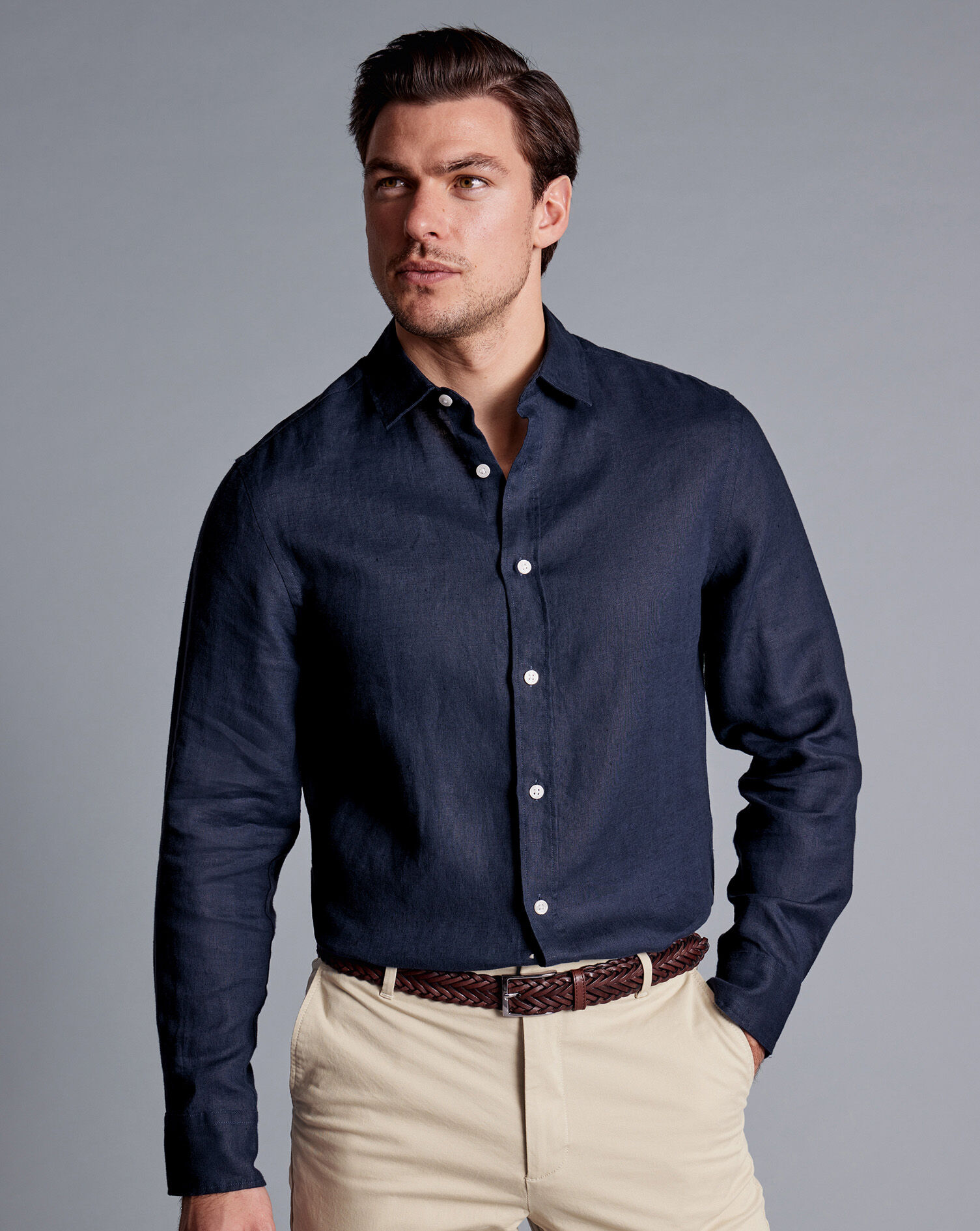 Pure Linen Shirt - Navy
