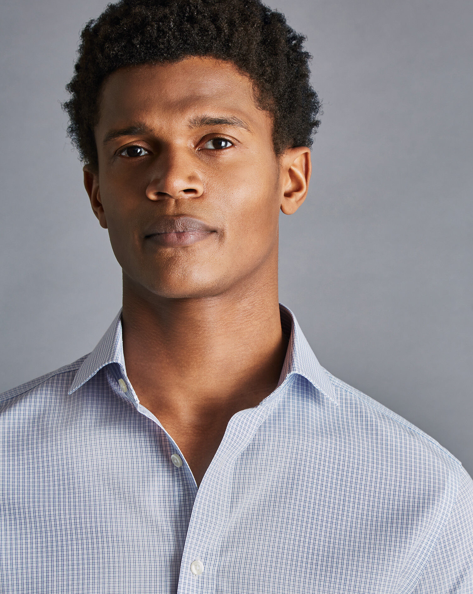 Non-Iron Double Check Shirt - Cobalt Blue