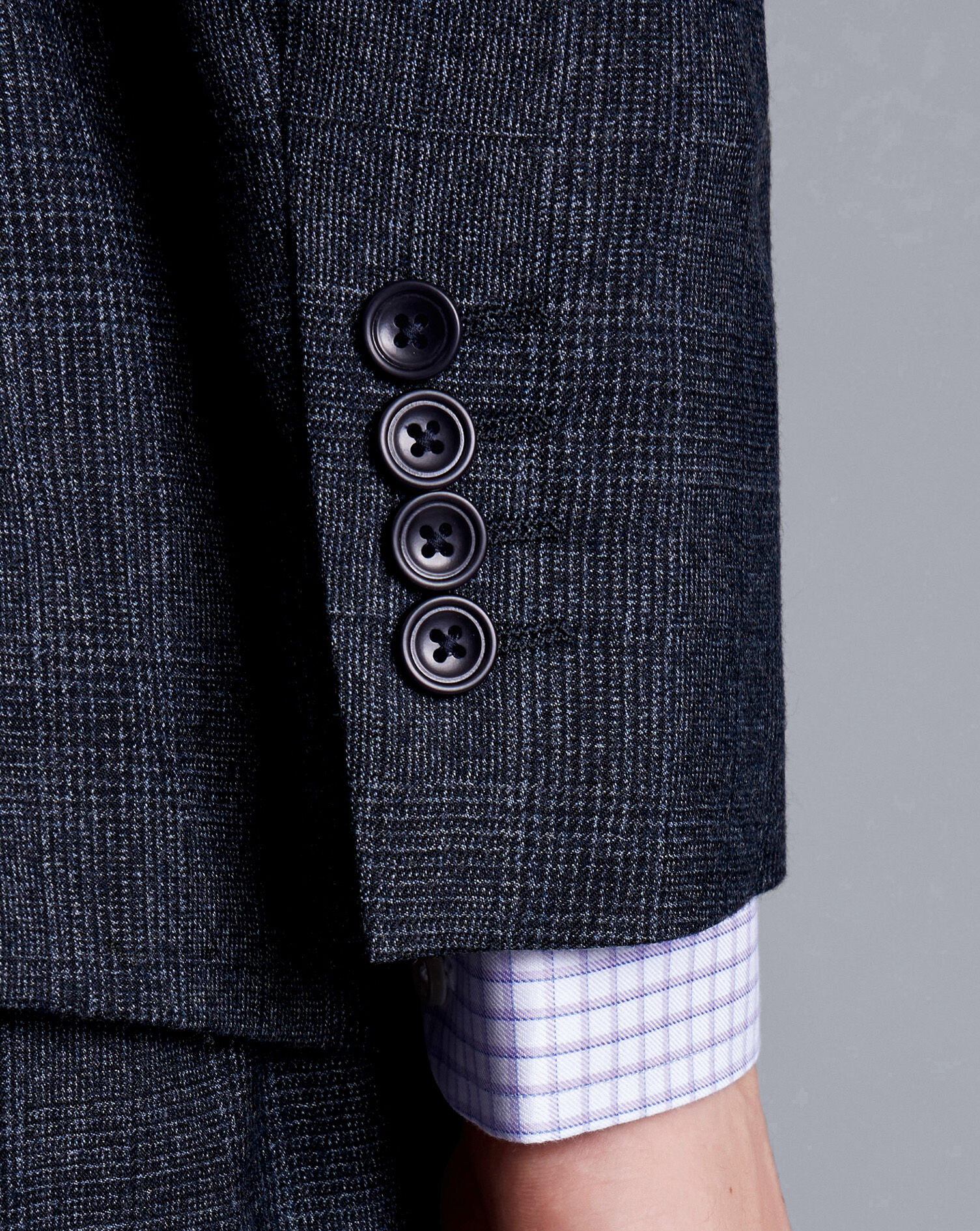 Check Suit Jacket - Denim Blue