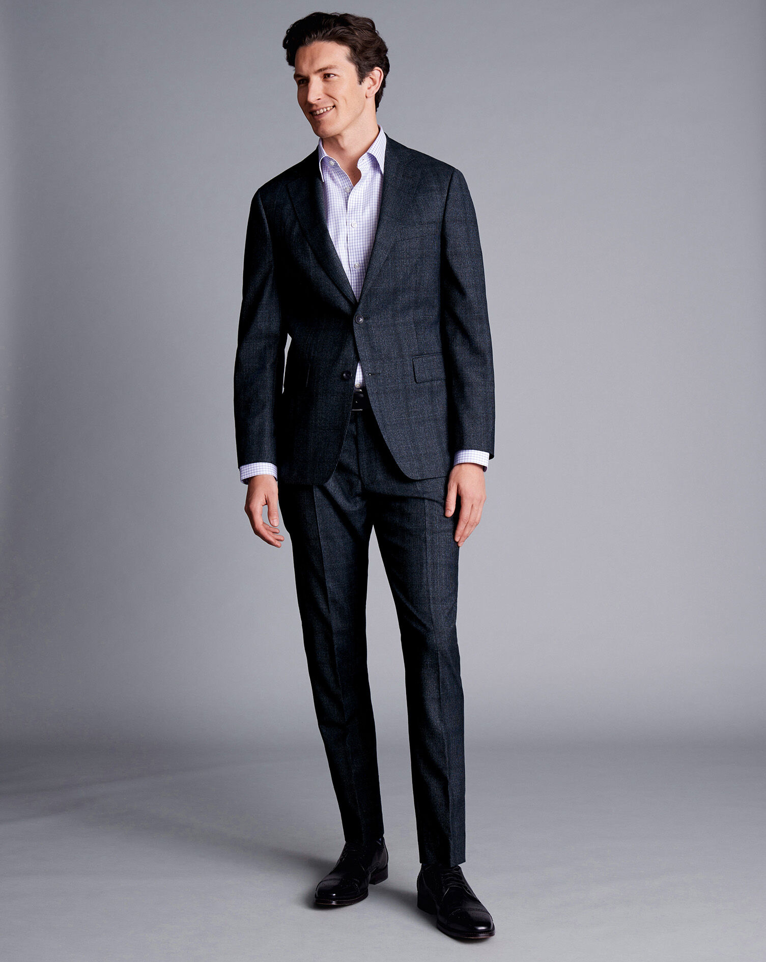 Check Suit Jacket - Denim Blue