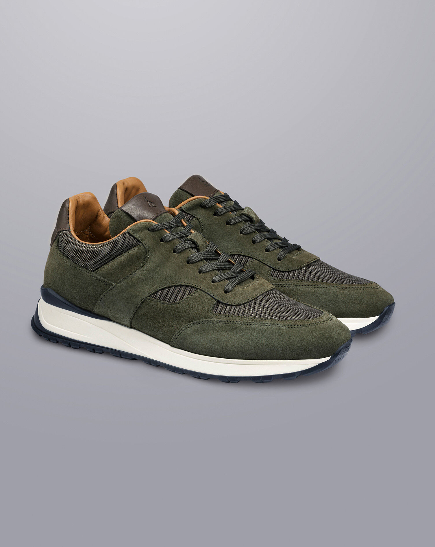Suede and Textile Sneakers - Olive Green