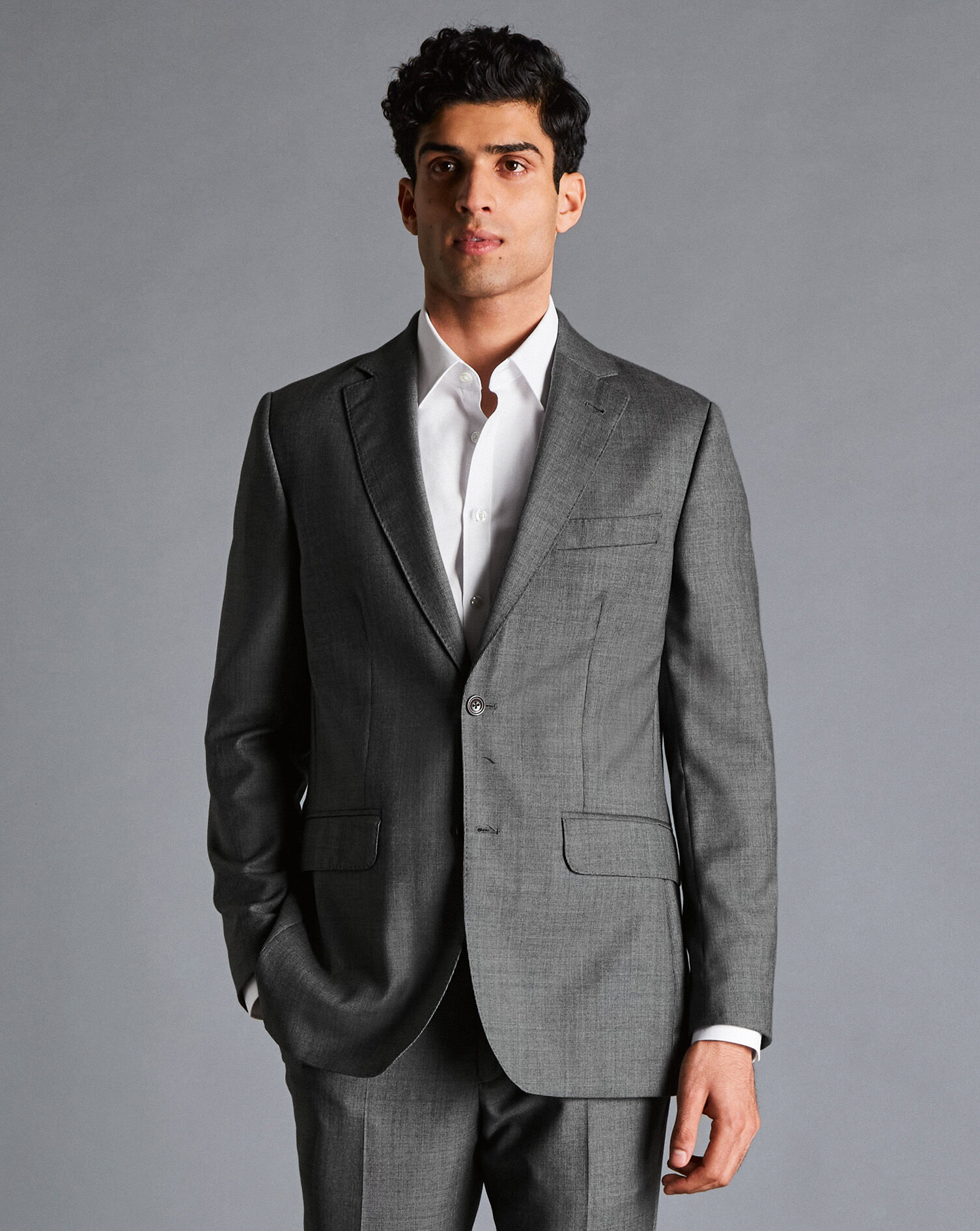 Italian Luxury Textured Suit Jacket - Light Grey