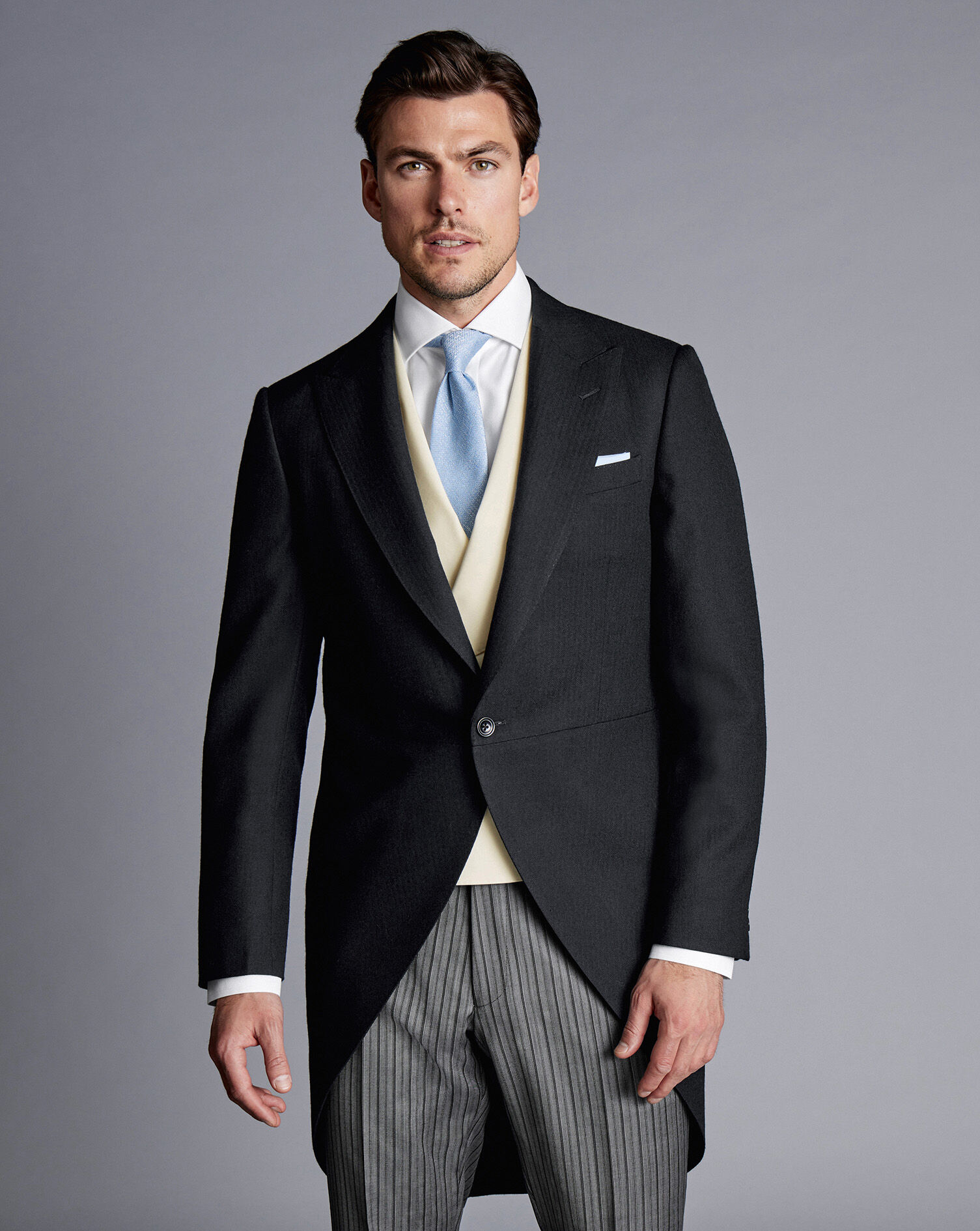 Morning Suit Tail Coat - Black Herringbone