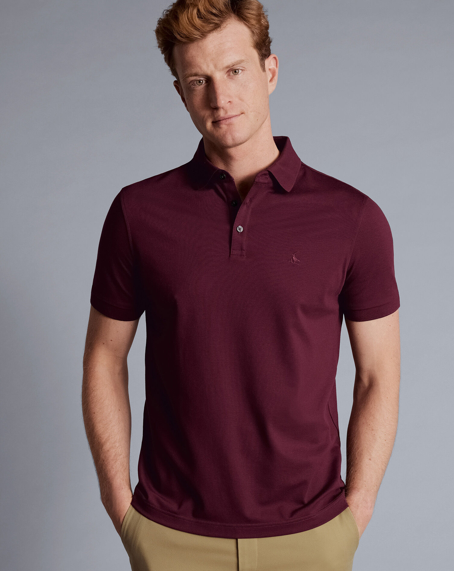 Tyrwhitt Pique Polo - Wine Red