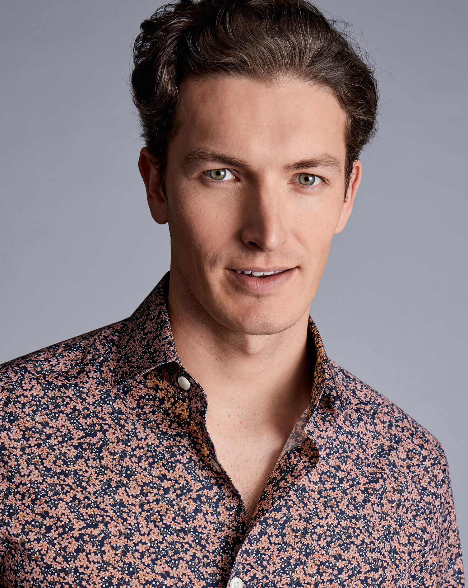 Made With Liberty Fabric Floral Print Semi-Spread Collar Shirt - Pink