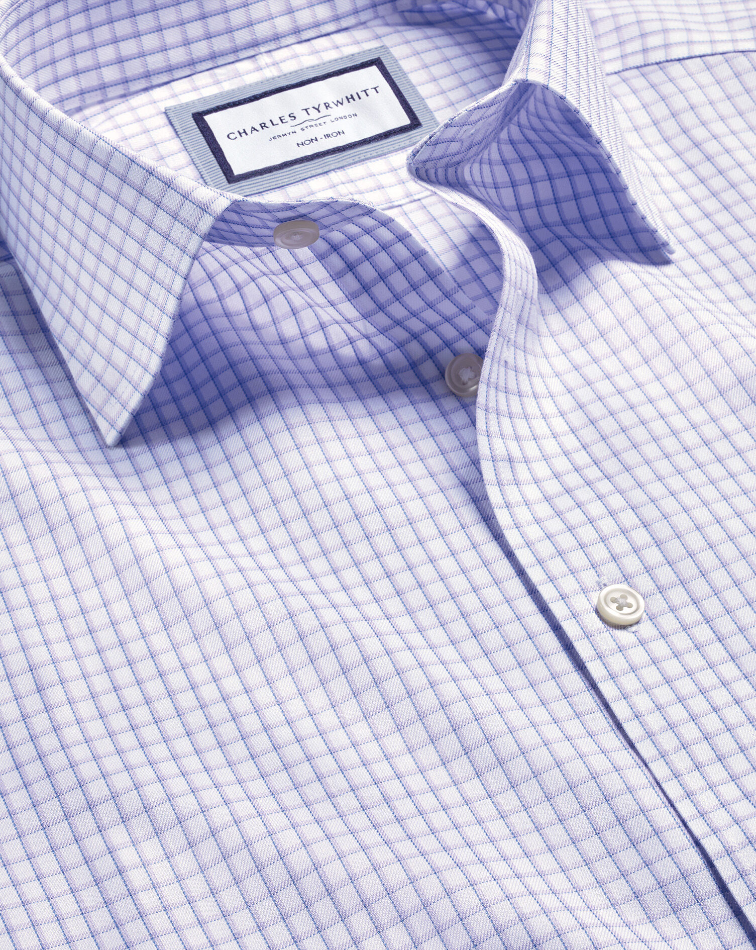 Non-Iron Two Color Check Shirt - Lilac Purple