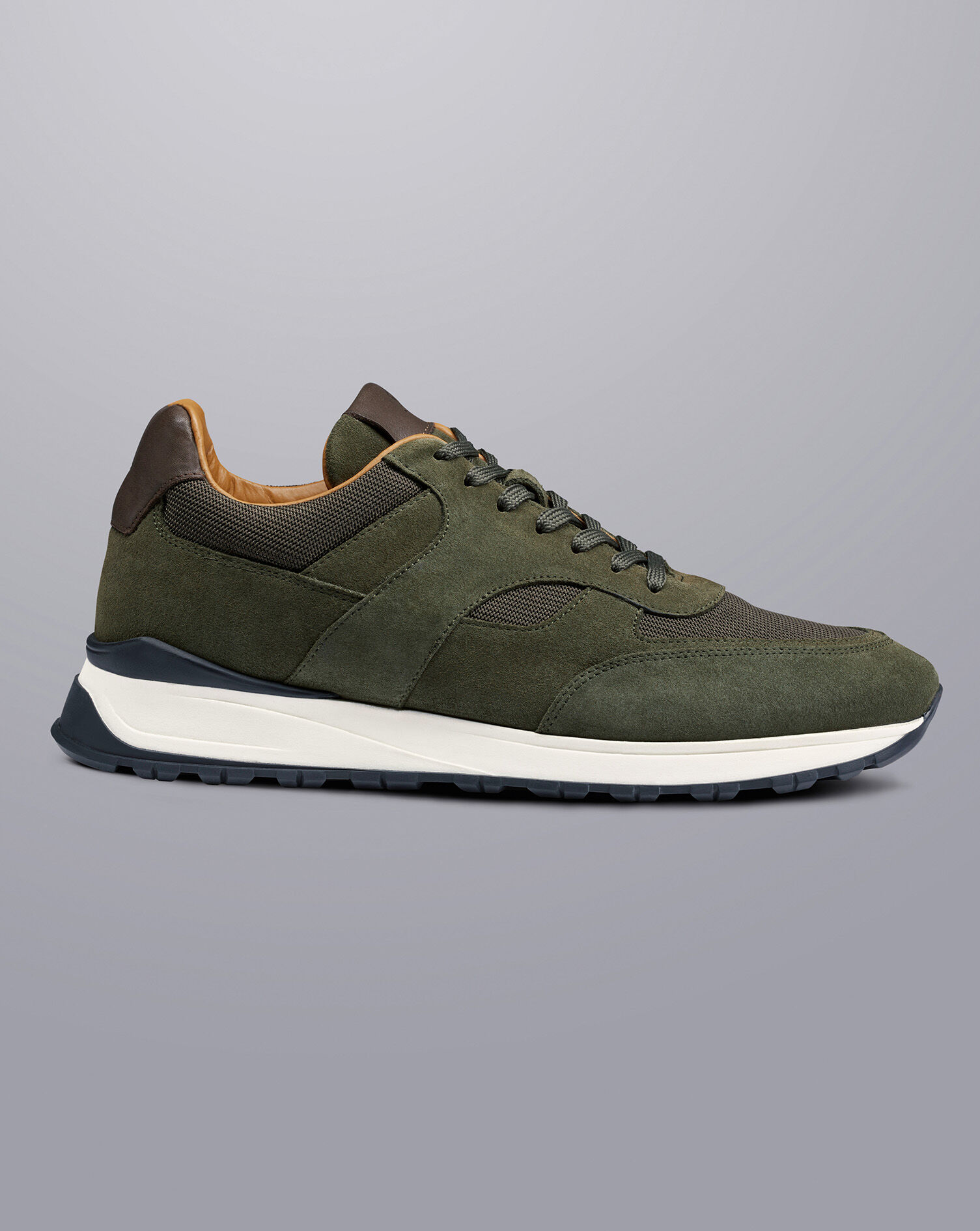 Suede and Textile Sneakers - Olive Green
