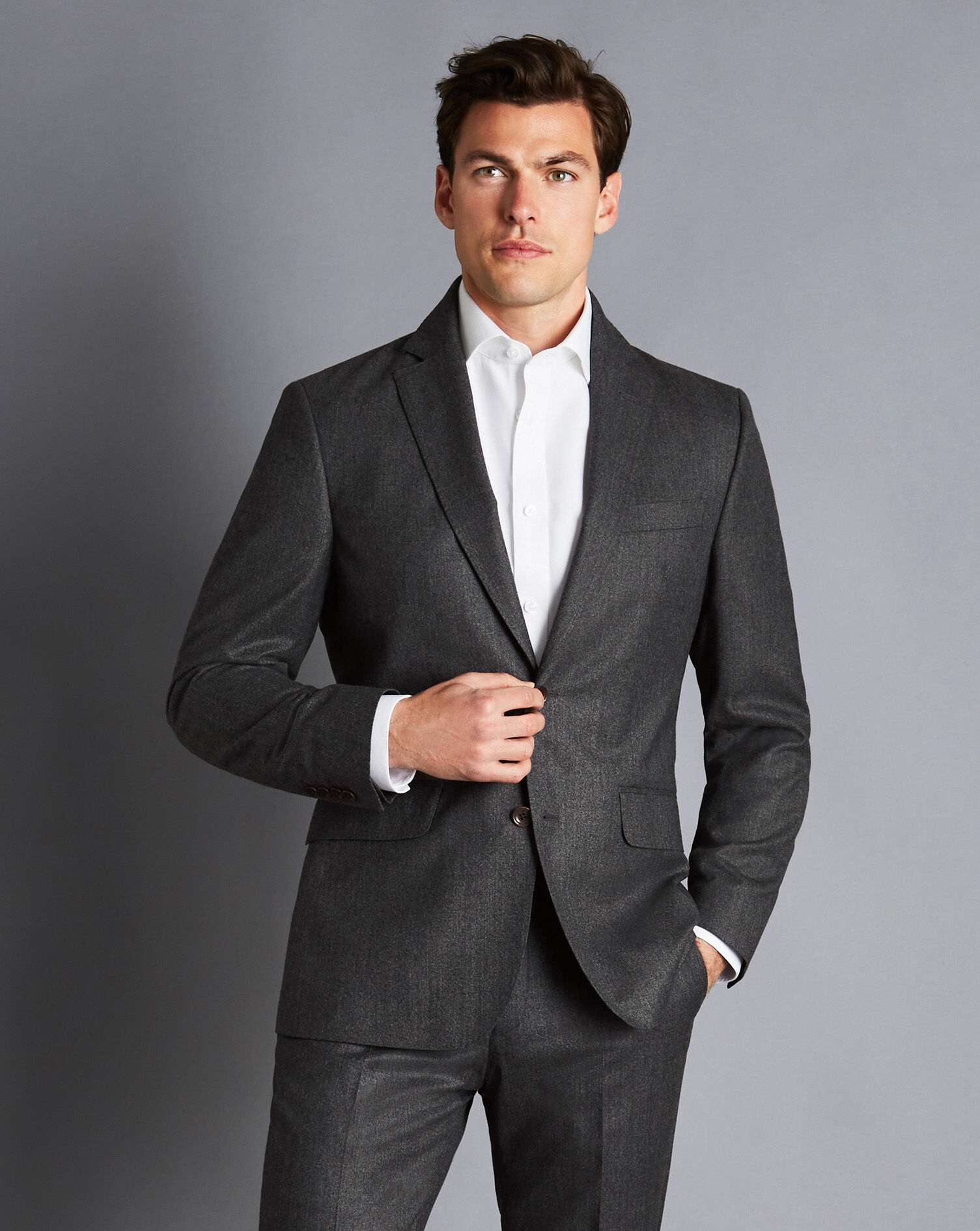 Grey Italian Flannel Suit Jacket
