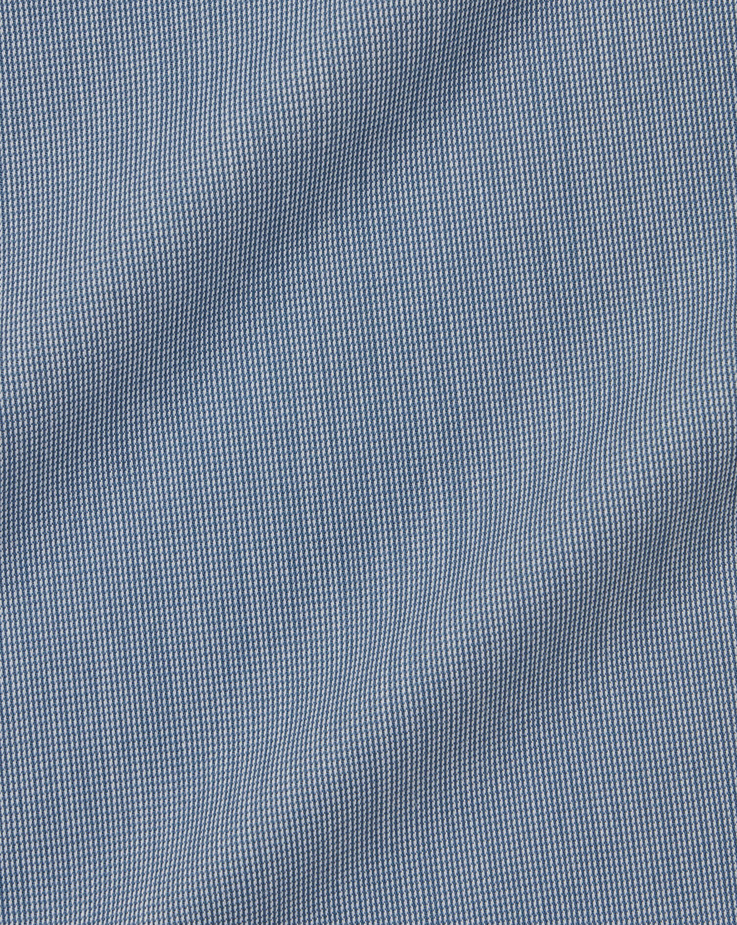 Semi-Spread Collar Twill Shirt with Printed Trim - Steel Blue