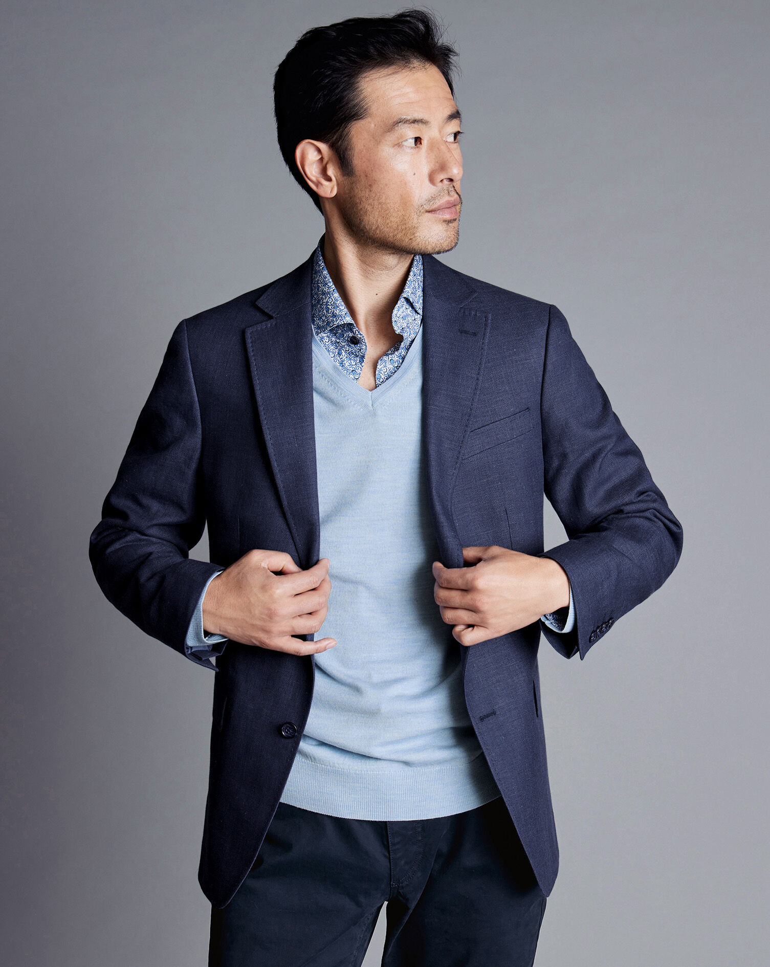 Linen Cotton Jacket - Indigo Blue