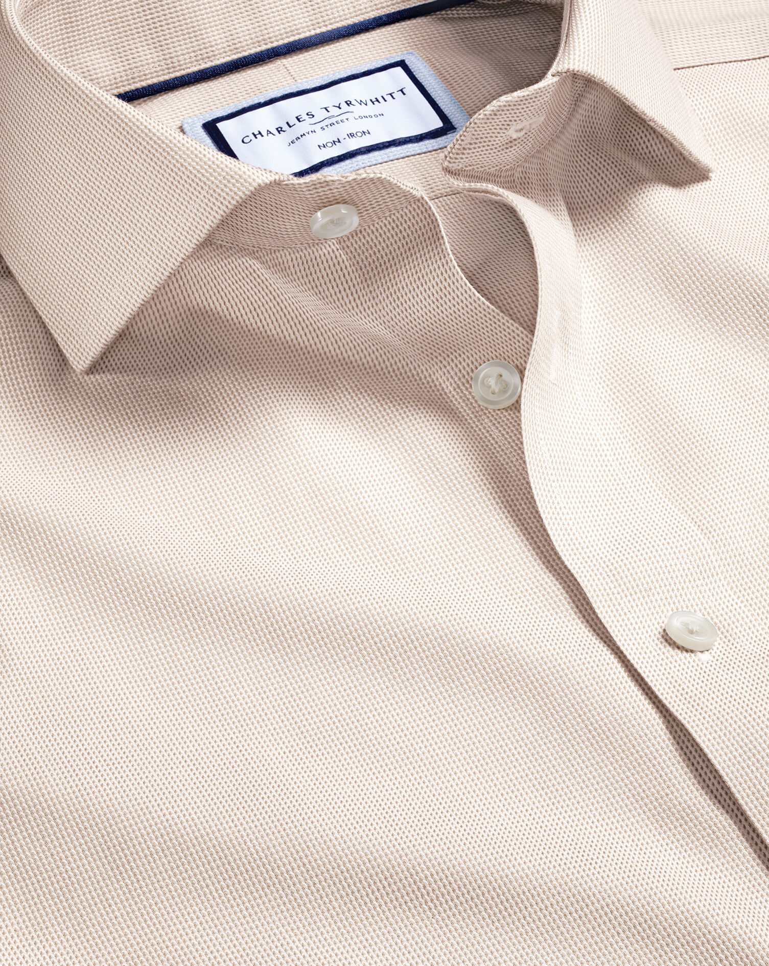 Spread Collar Non-Iron Clifton Weave Shirt - Oatmeal