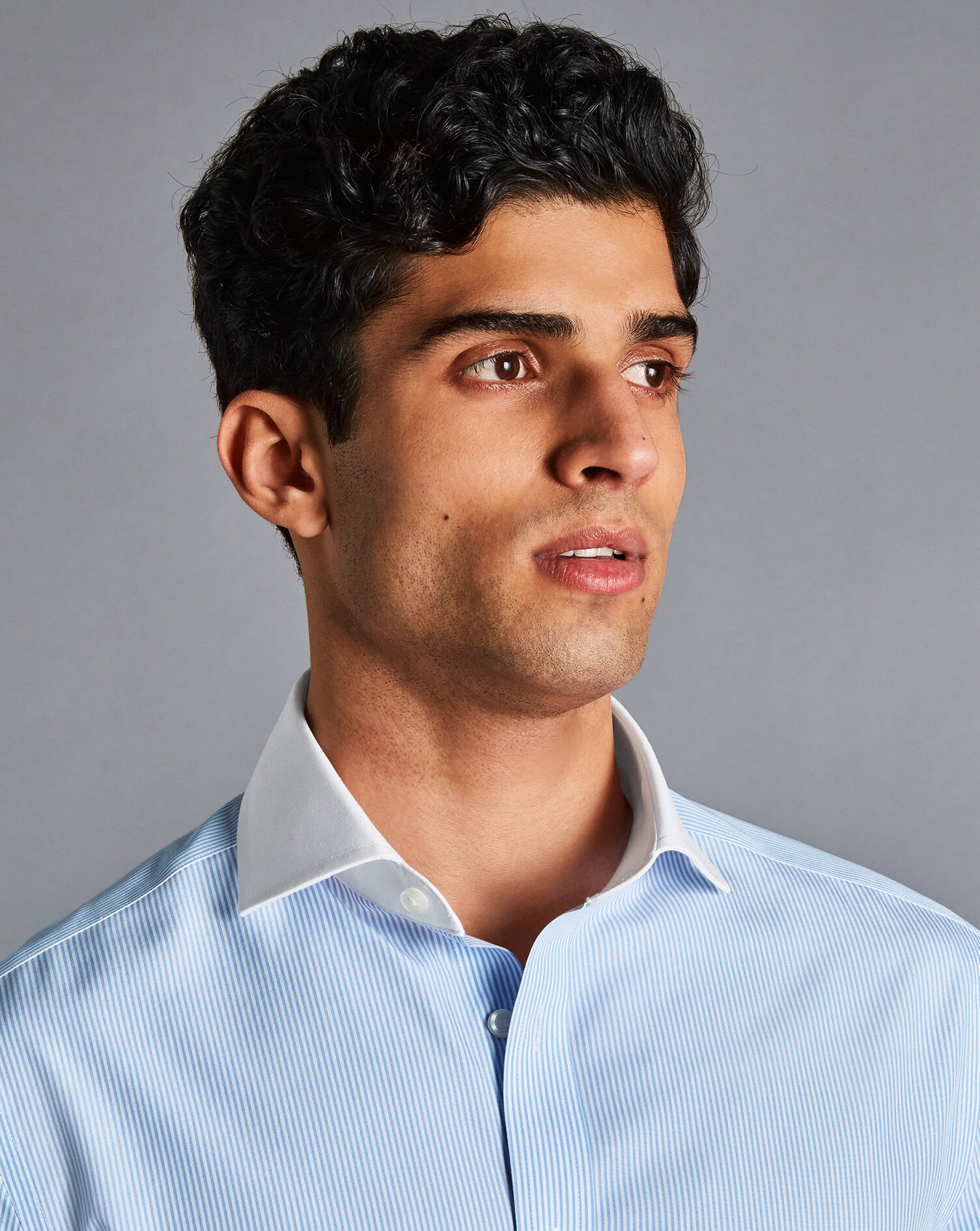 Spread Collar Non-Iron Bengal Stripe Winchester Shirt - Sky Blue