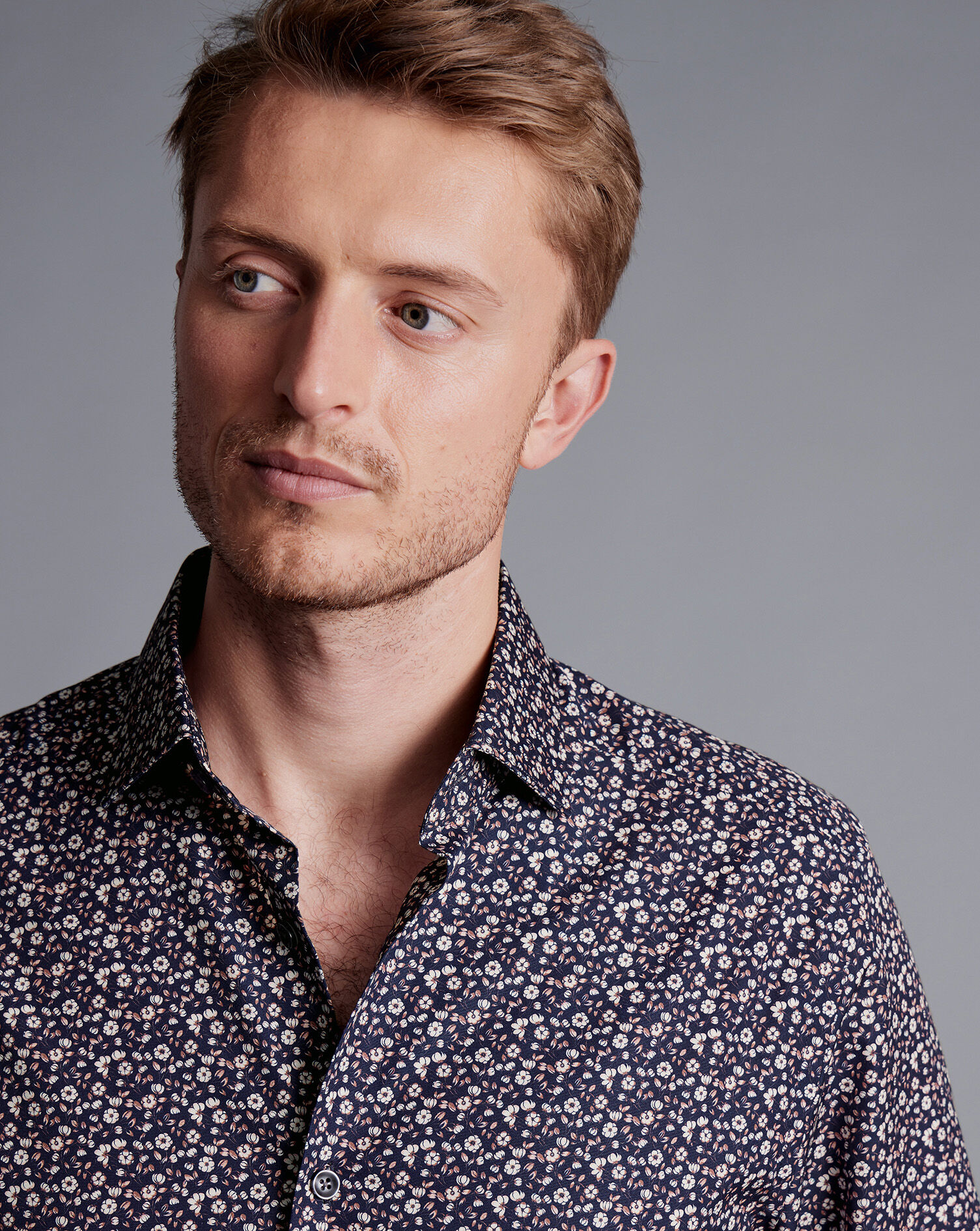 Made With Liberty Fabric Floral Print Semi-Spread Collar Shirt - Pink