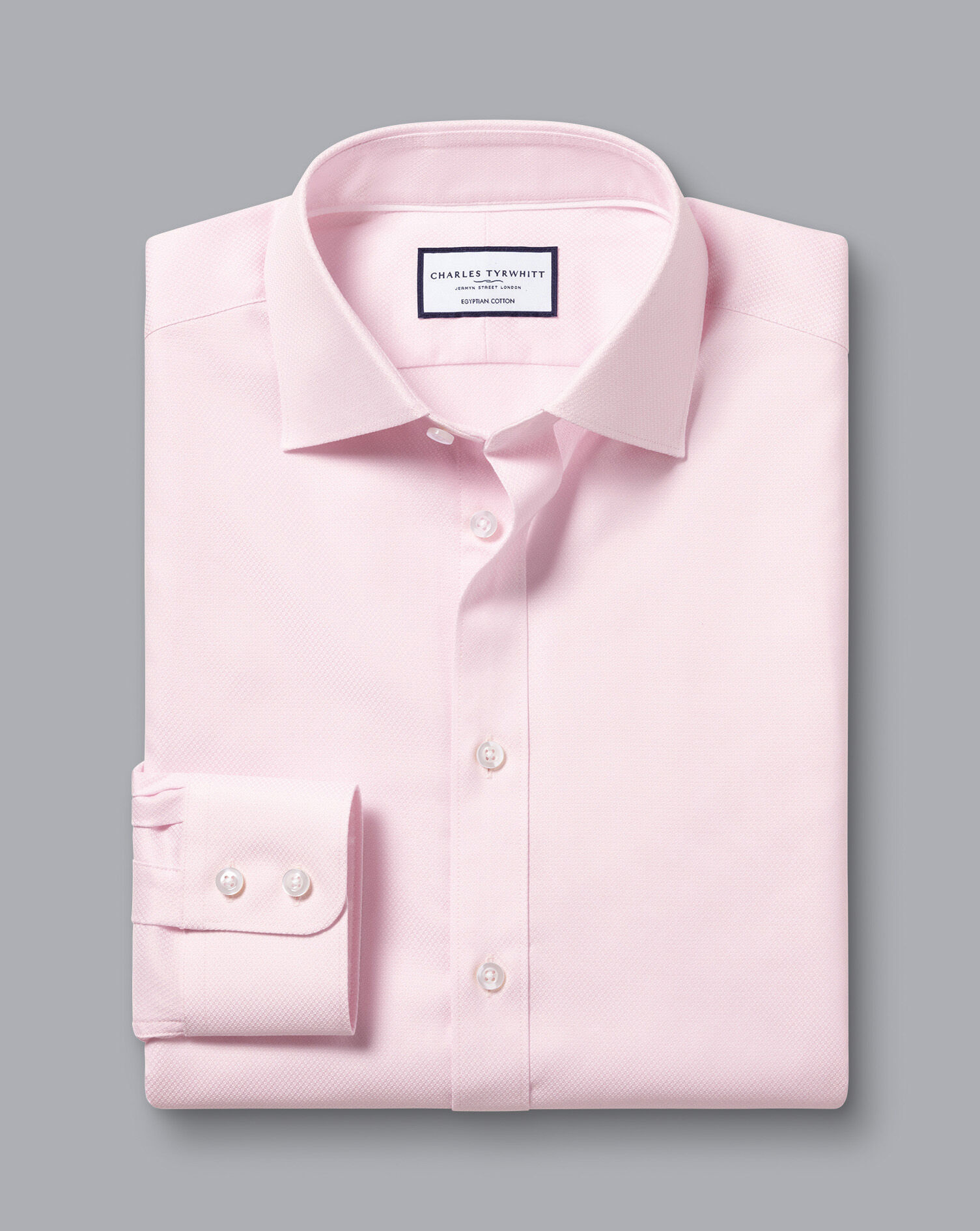 Semi-Spread Collar Egyptian Cotton Hudson Weave Shirt - Light Pink