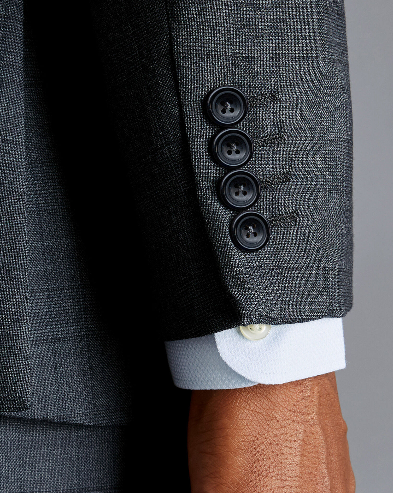 Prince of Wales Check Suit Jacket - Steel Blue