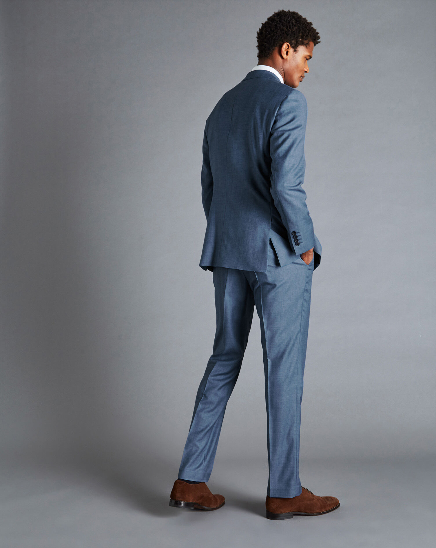 Sharkskin Suit Jacket - Cornflower Blue