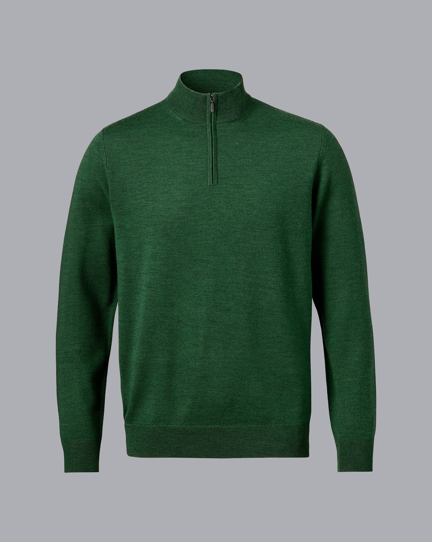 Merino Zip Neck Sweater - Green