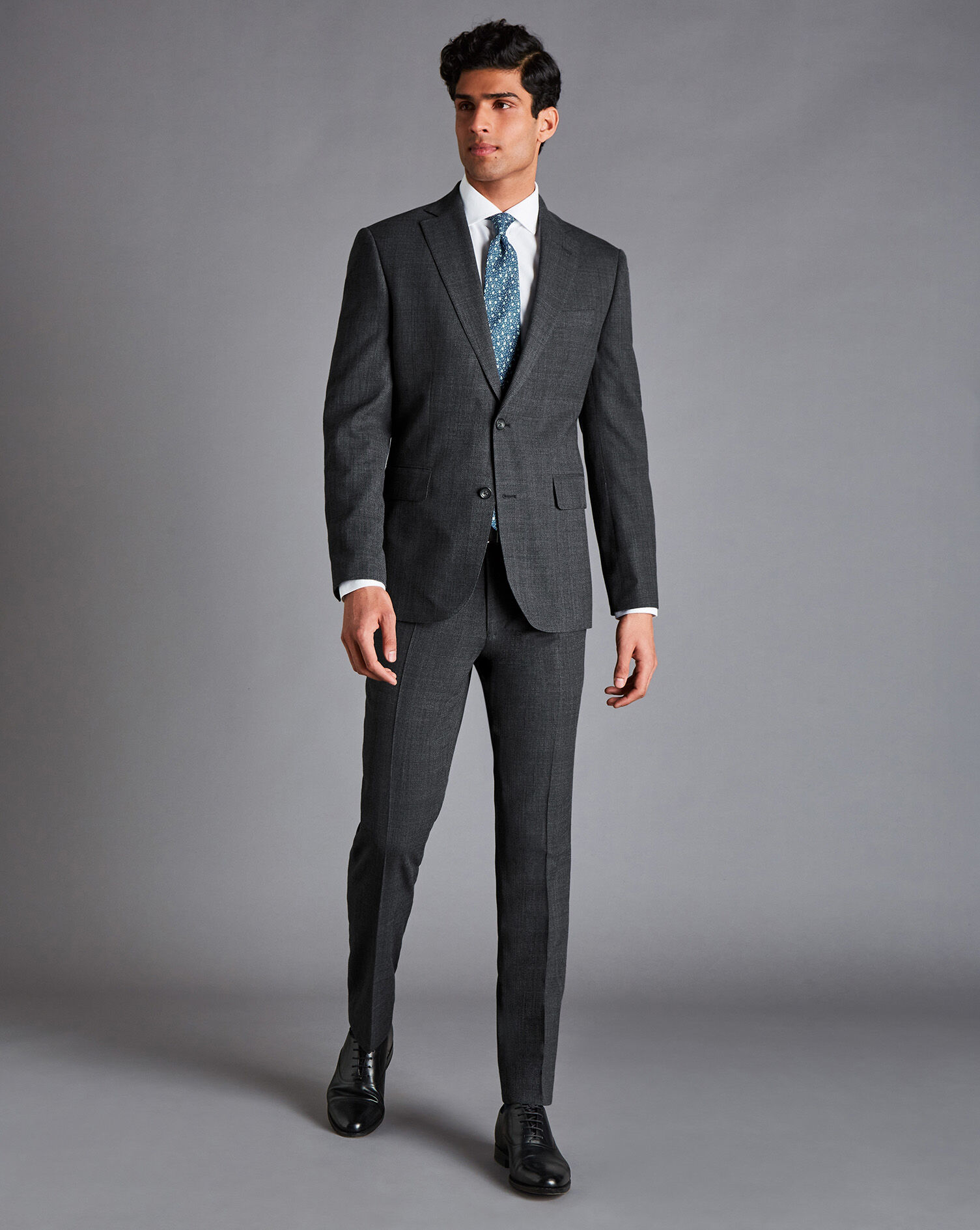 Textured Business Suit Jacket - Dark Grey