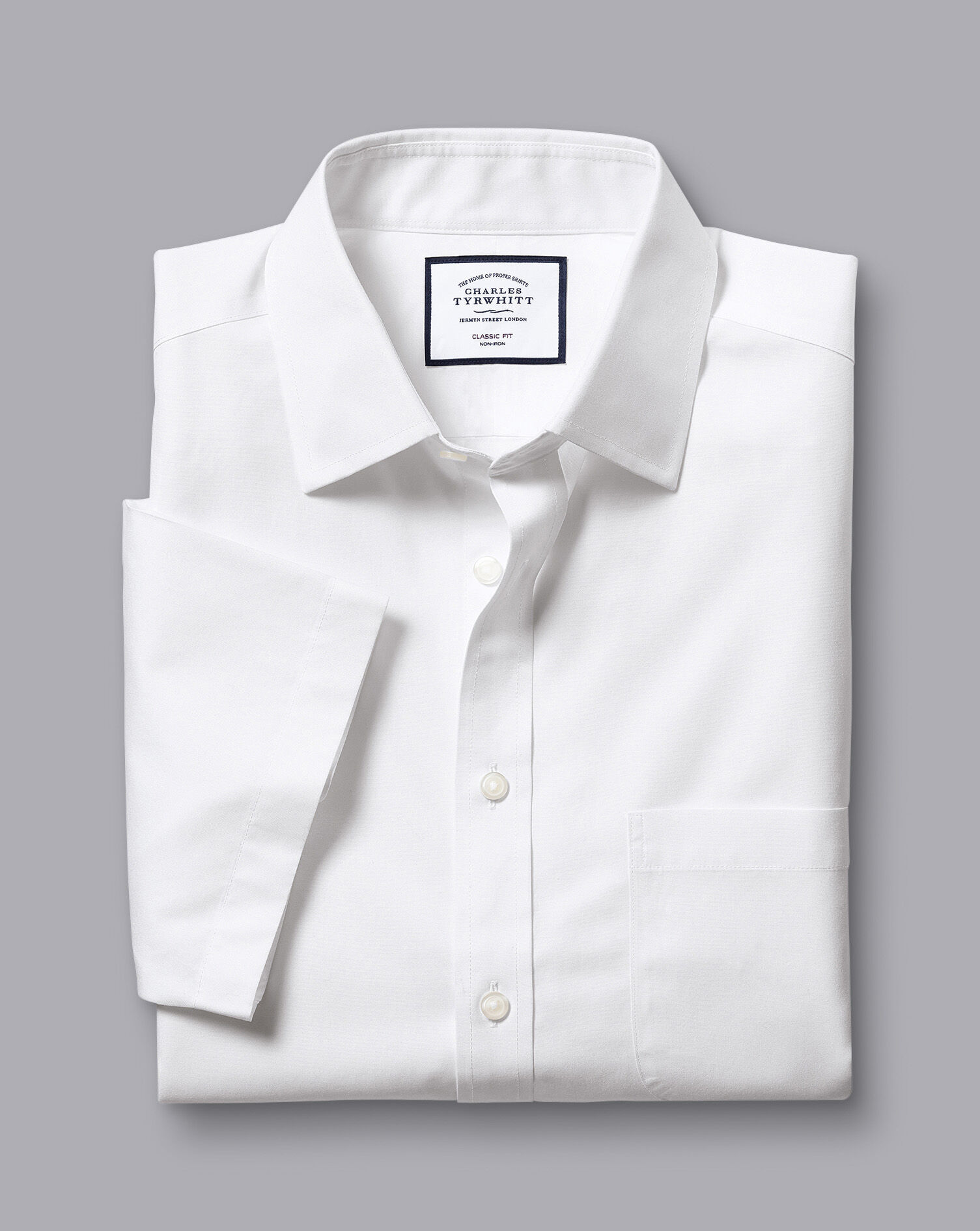 Non-Iron Poplin Short-Sleeve Shirt - White