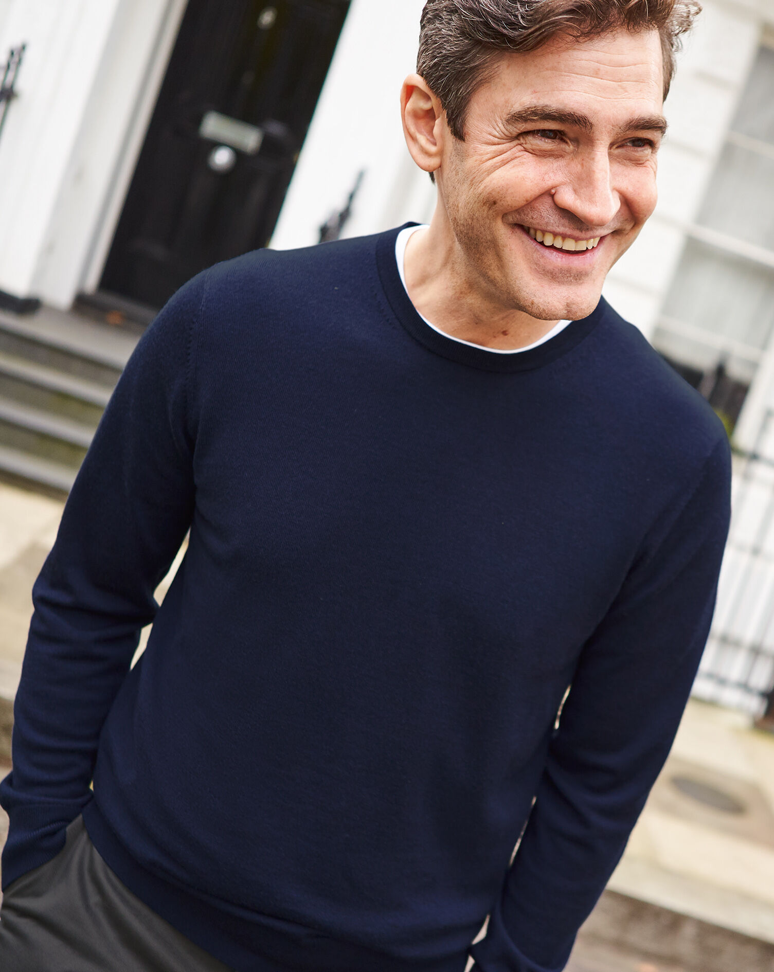 Merino Crew Neck Sweater - Navy