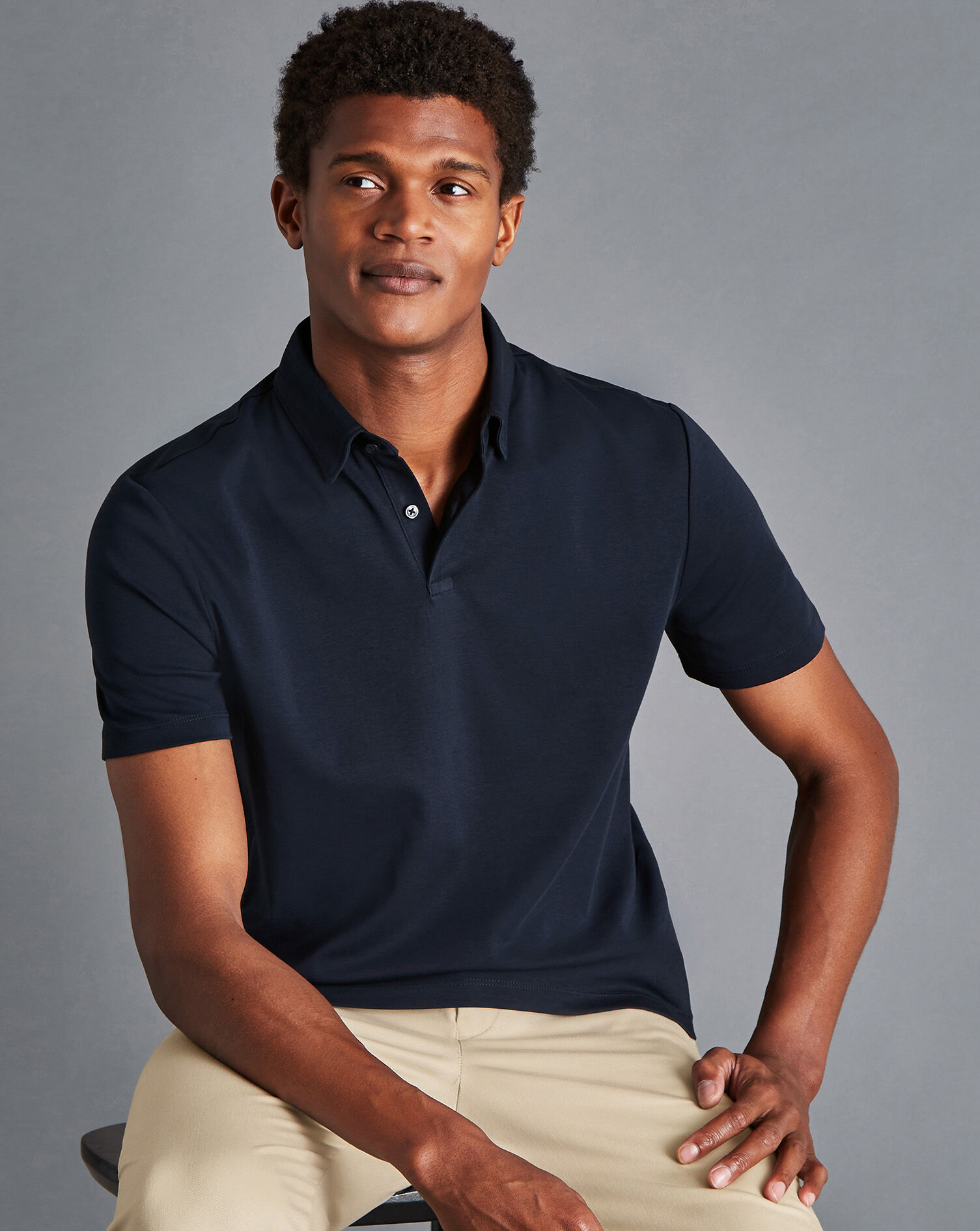 Combed Cotton Polo - Dark Navy