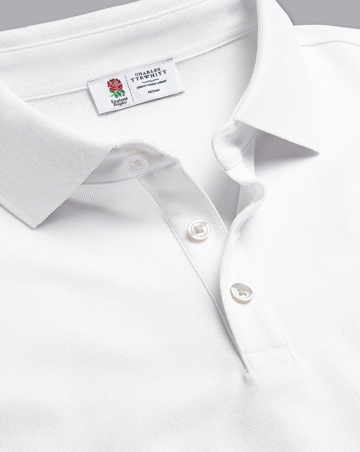 England Rugby Long Sleeve Pique Polo - White