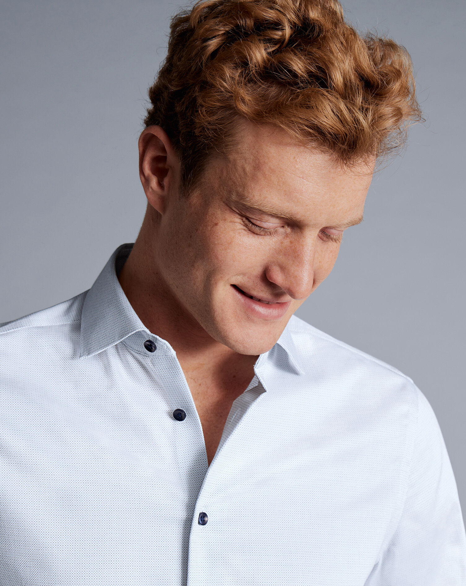 Non-Iron Dot Stretch Texture Shirt - White