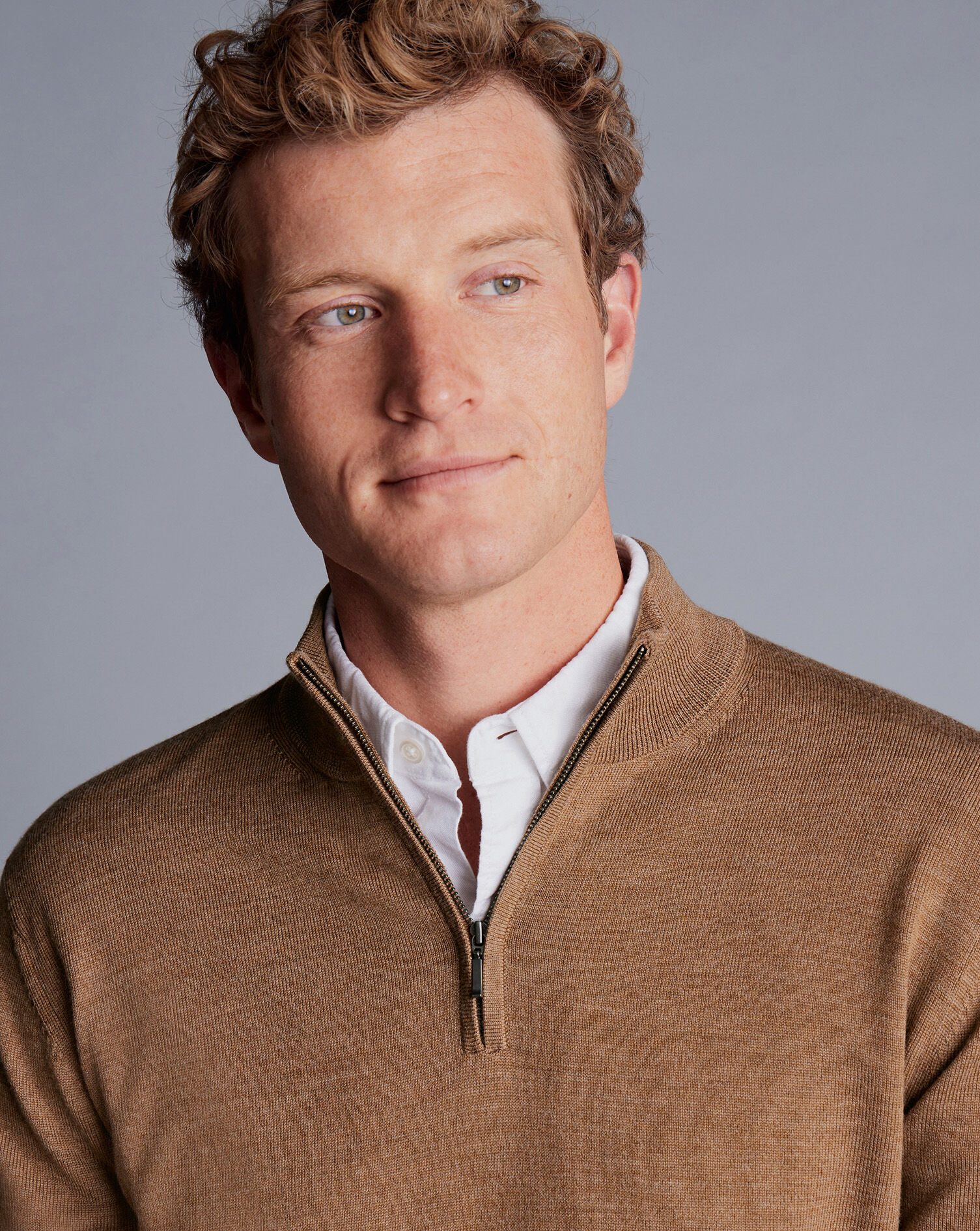 Merino Zip Neck Sweater - Sand