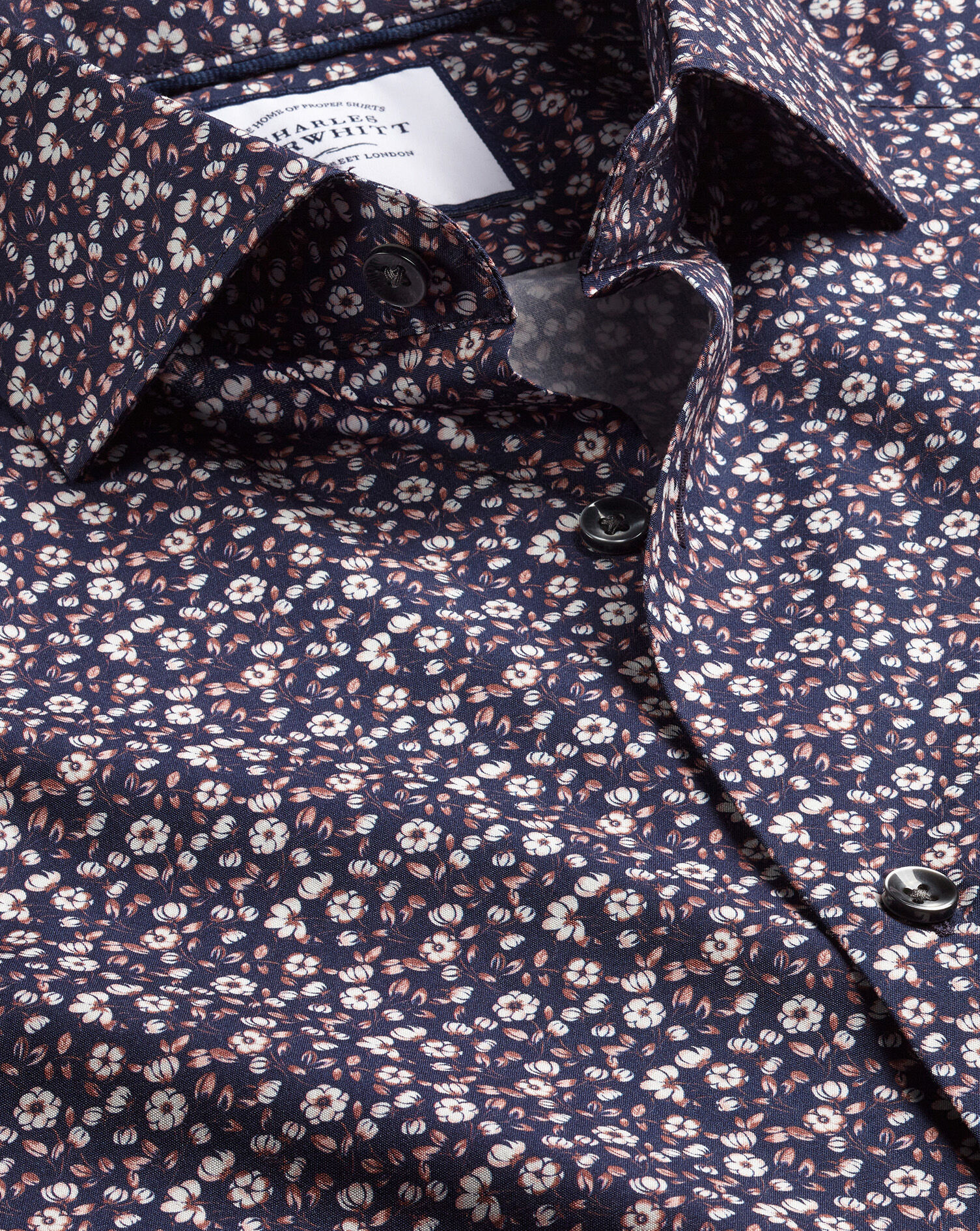 Made With Liberty Fabric Floral Print Semi-Spread Collar Shirt - Pink