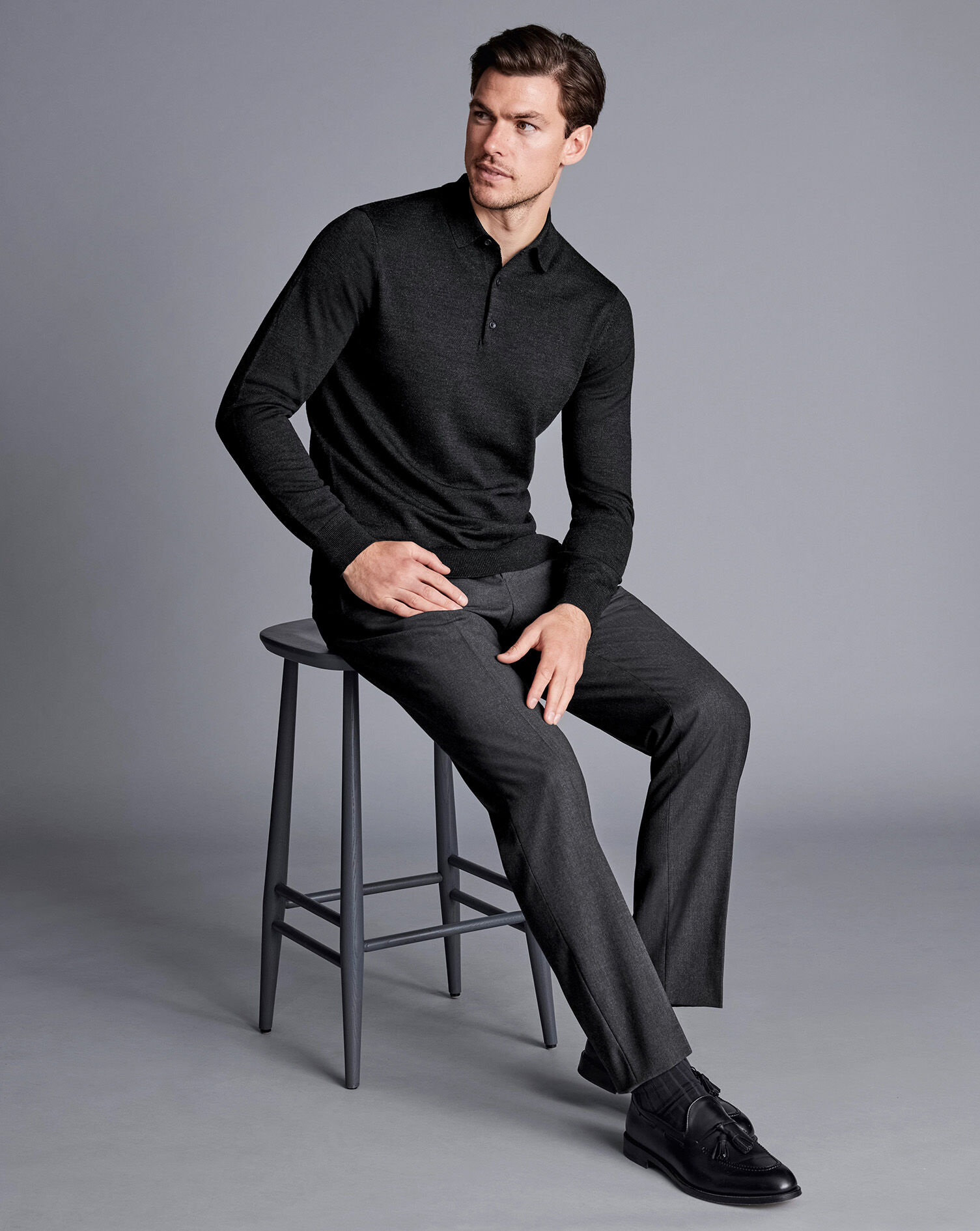 Natural Stretch Twill Suit Pants - Charcoal