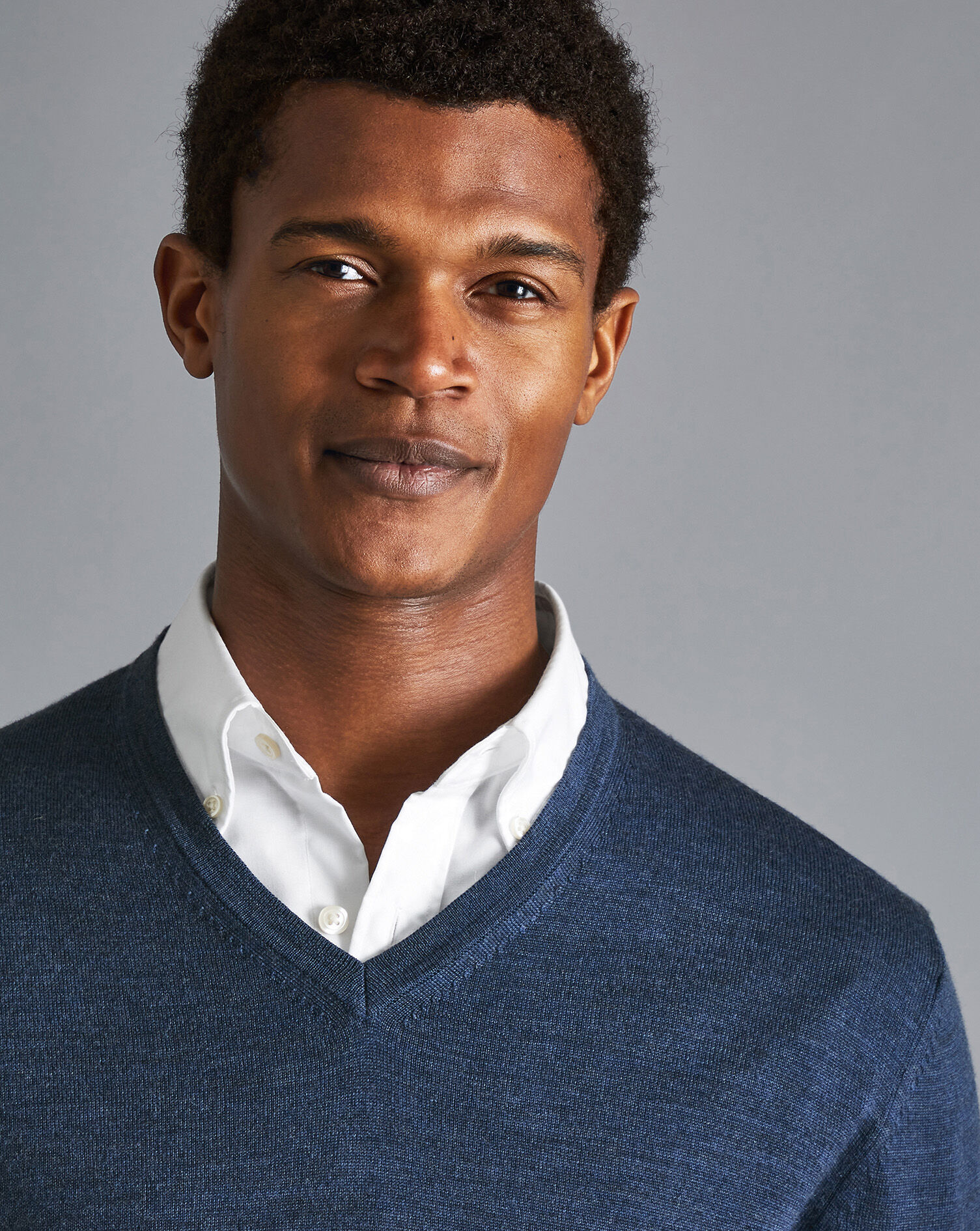 Merino V-Neck Sweater - Indigo Melange