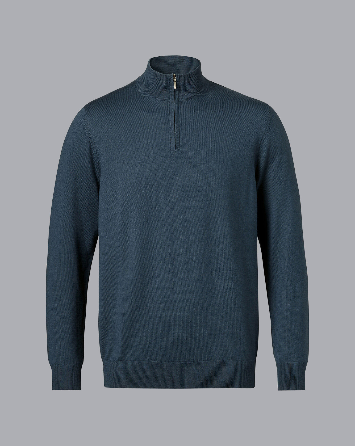 Merino Zip Neck Sweater - Petrol Blue