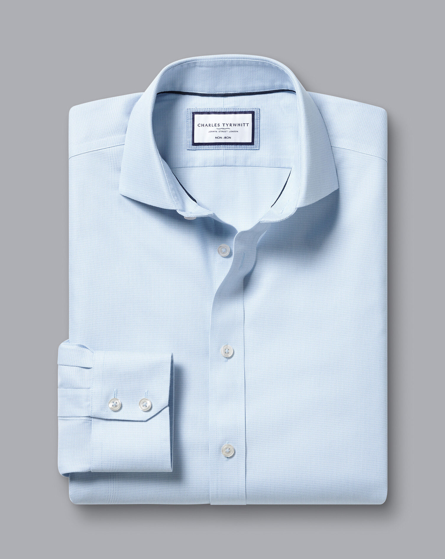 Spread Collar Non-Iron Clifton Weave Shirt - Light Blue