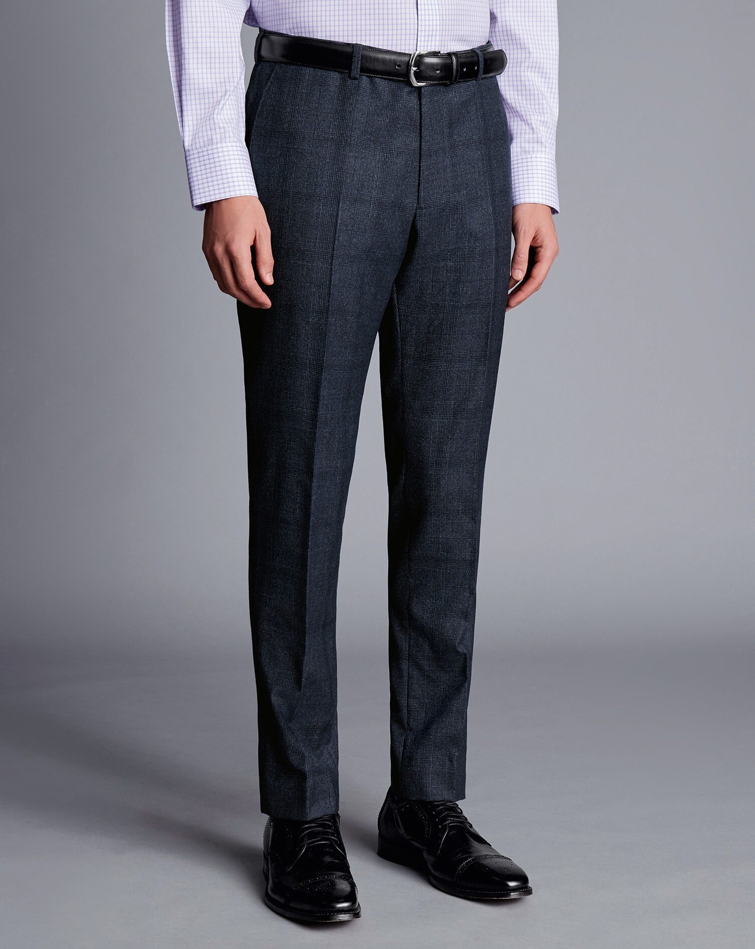 Check Suit Pants - Denim Blue