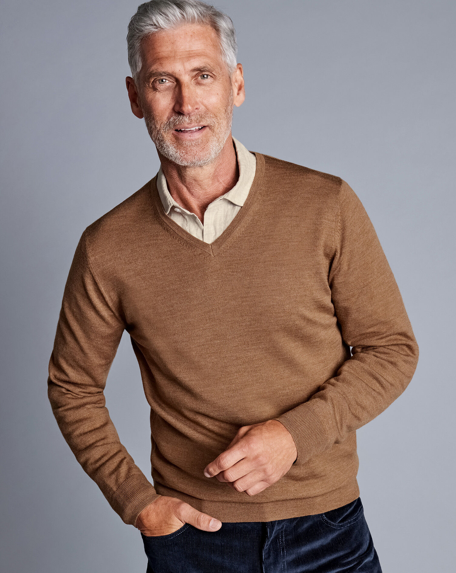 Merino V-Neck Sweater - Sand