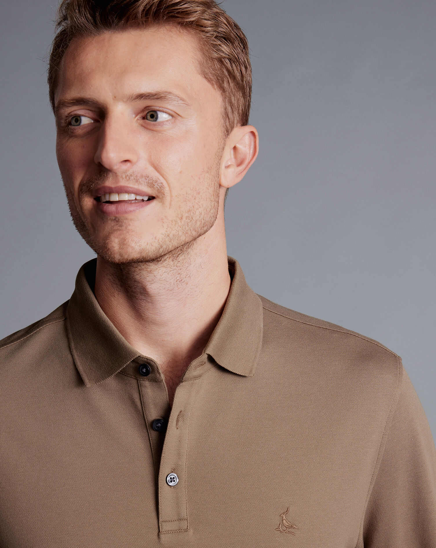 Tyrwhitt Long Sleeve Pique Polo - Camel