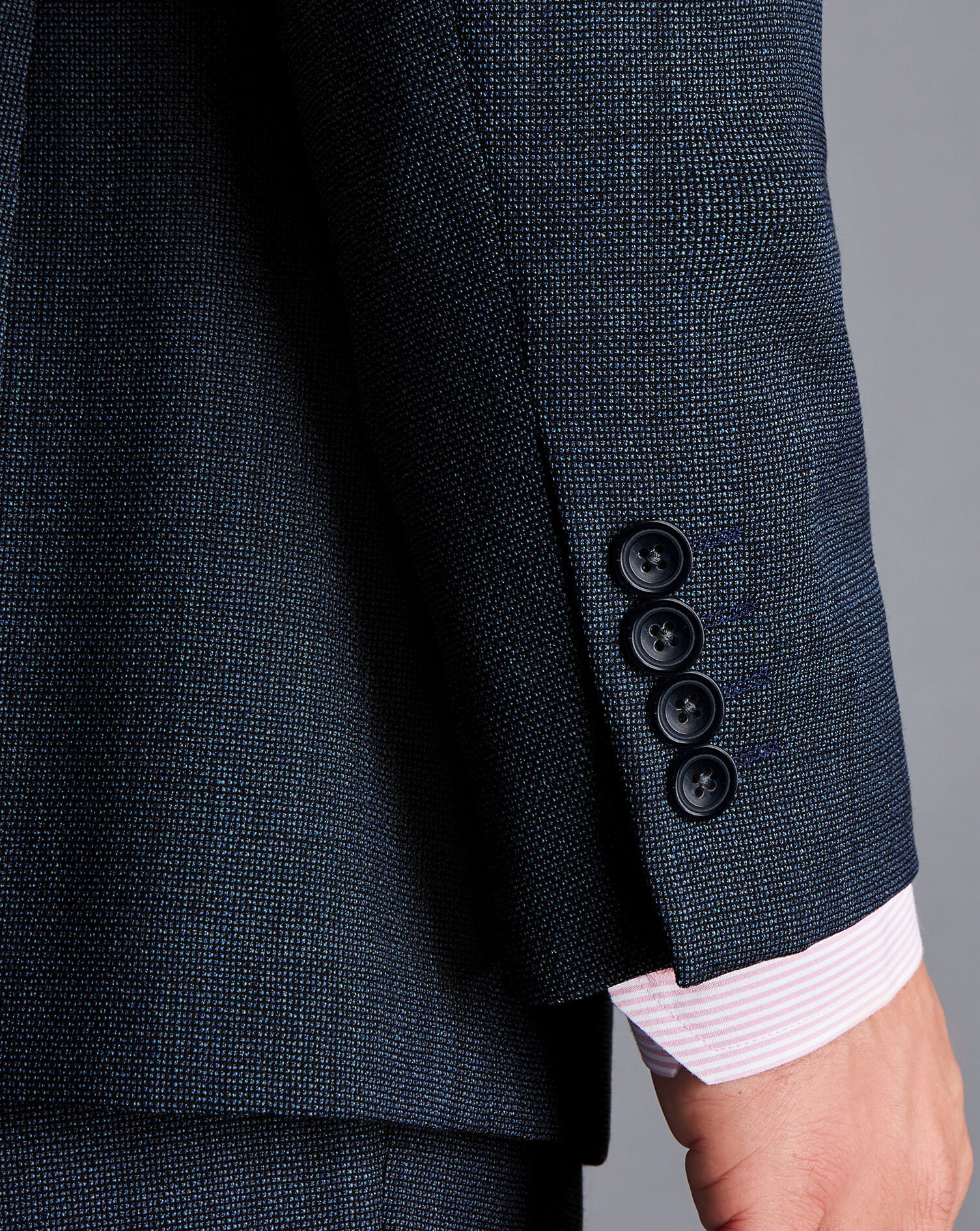 Textured Business Suit Jacket - Denim Blue