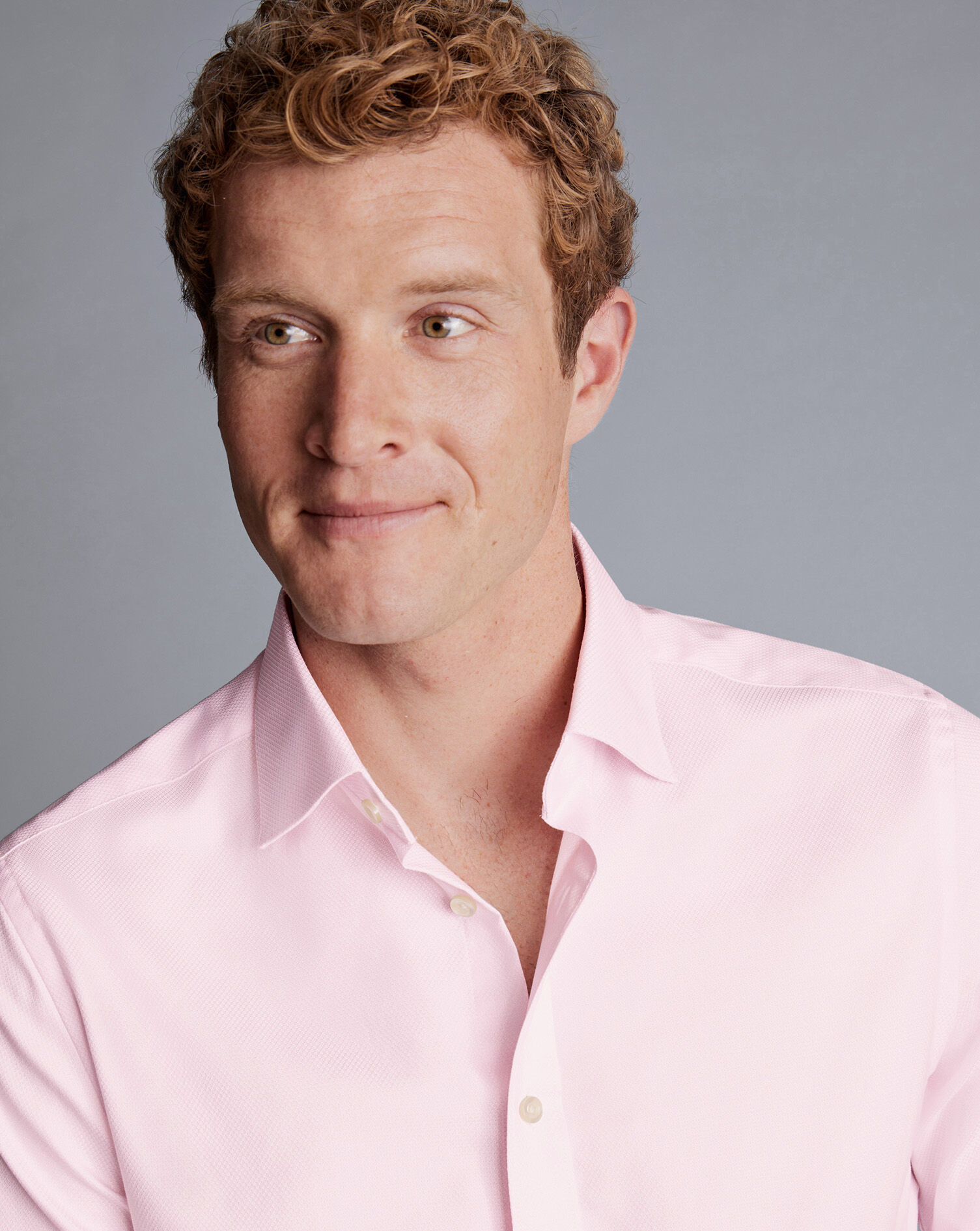 Semi-Spread Collar Egyptian Cotton Hudson Weave Shirt - Light Pink