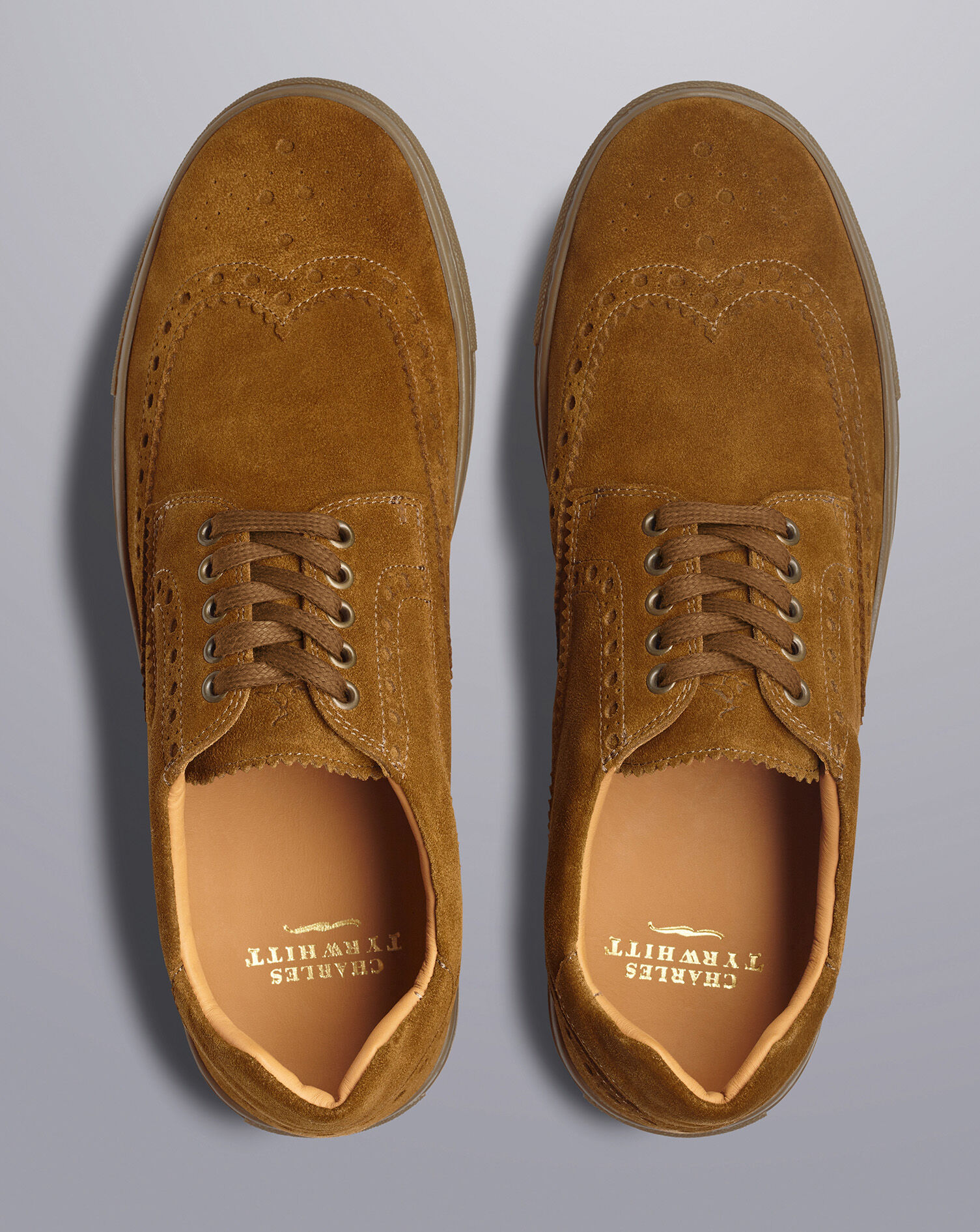 Suede Brogue Sneakers - Tobacco Brown