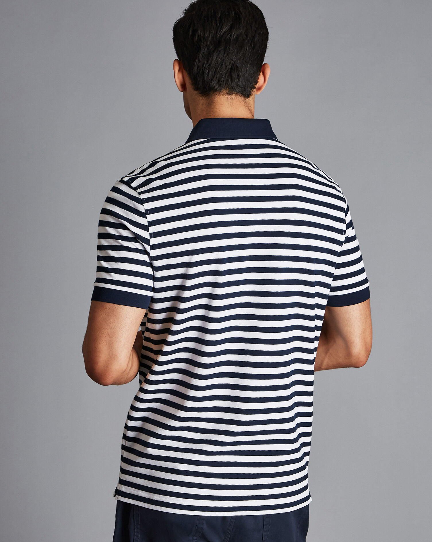 England Rugby Stripe Pique Polo - Navy & White