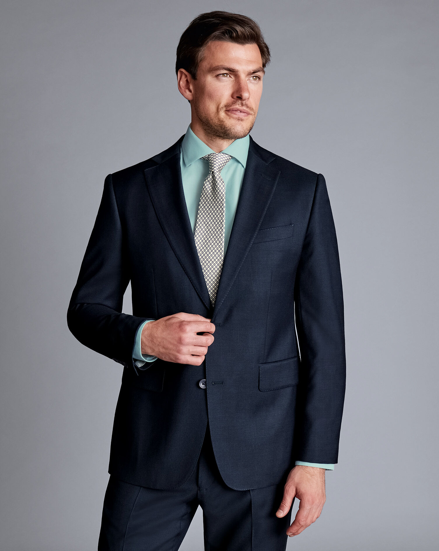 Natural Stretch Twill Suit Jacket - Navy