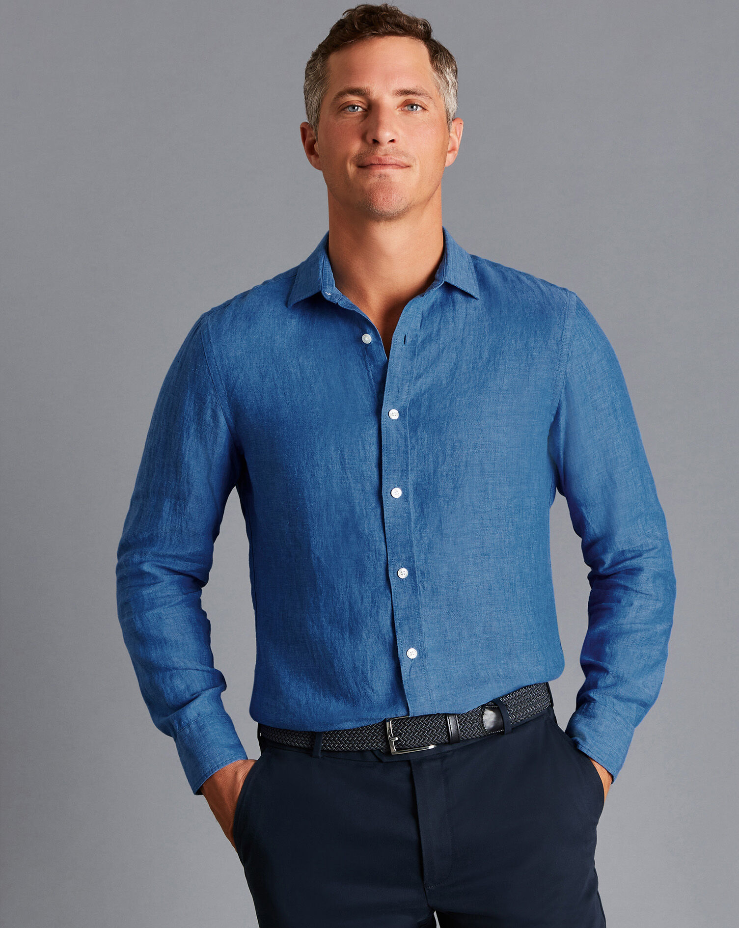 Pure Linen Shirt - Ocean Blue