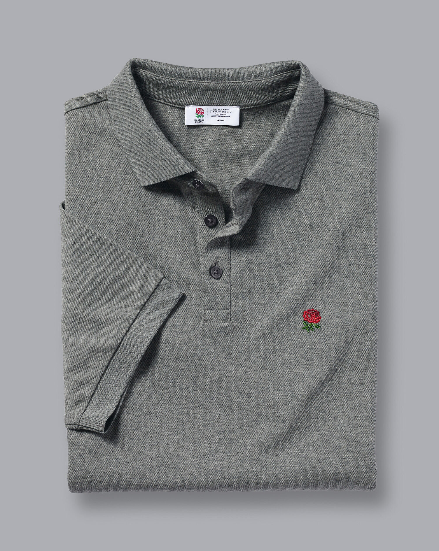 England Rugby Pique Polo - Grey Marl