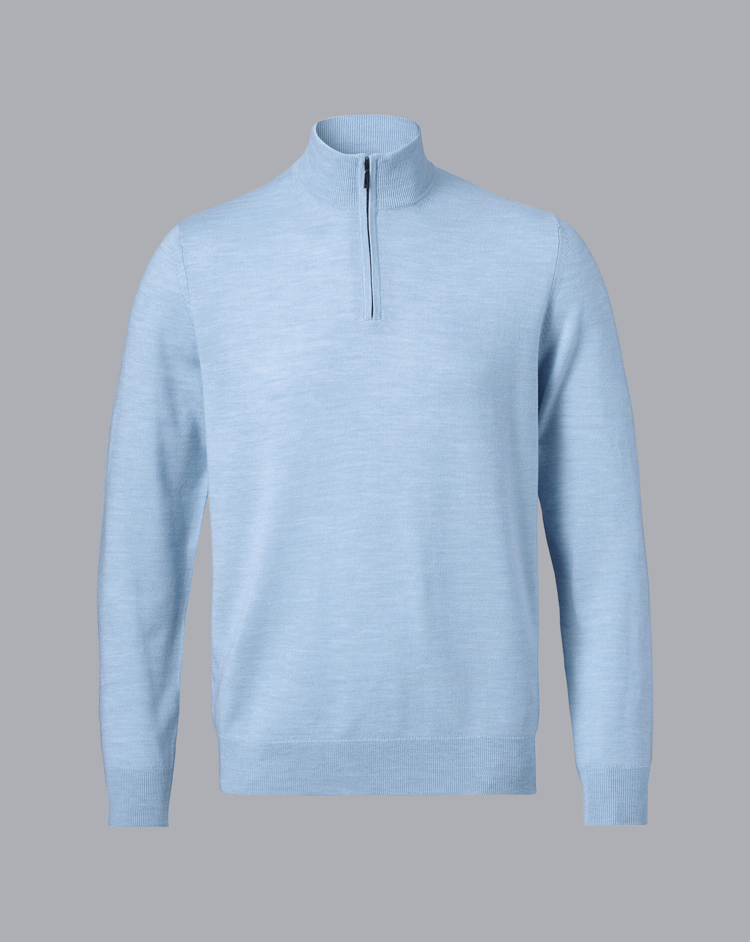 Merino Zip Neck Sweater - Sky Blue