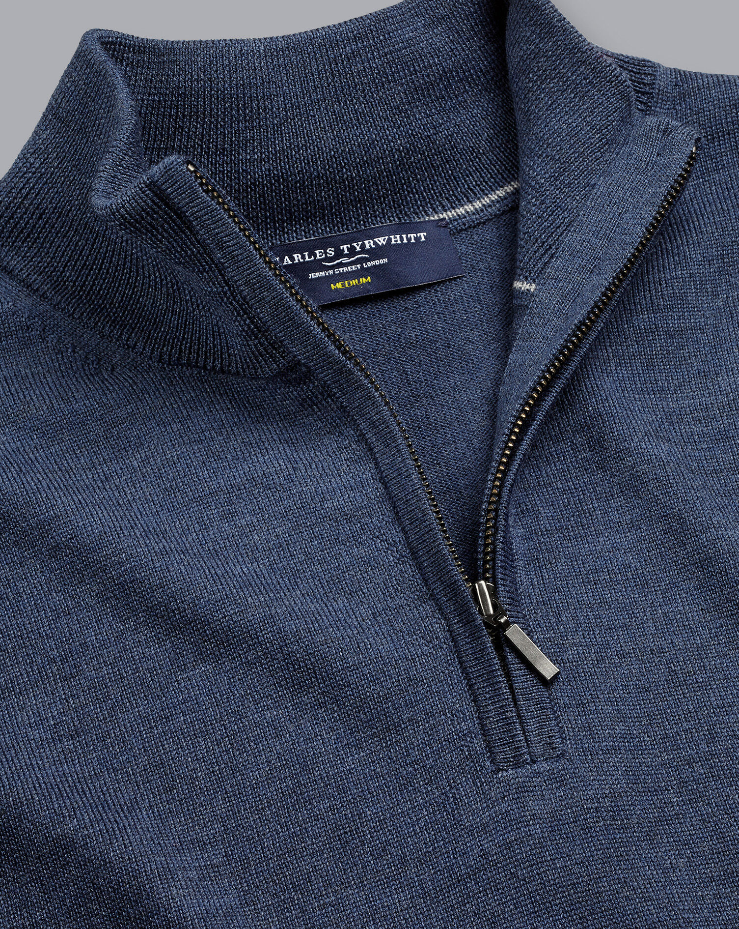 Merino Zip Neck Sweater - Indigo Melange