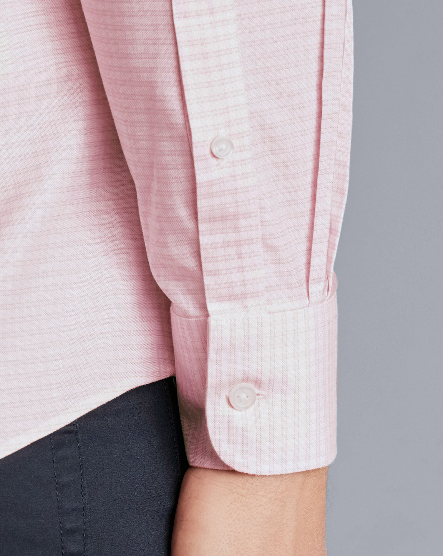 Button-Down Collar Check Non-Iron Stretch Oxford Shirt - Pink